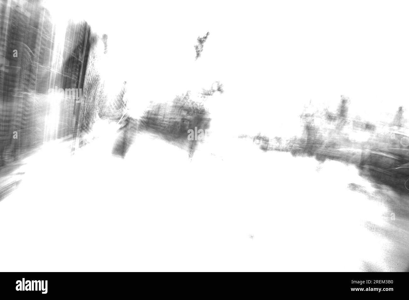 Photographie abstraite. Délibérément secoué, flou, exposé de manière incohérente. Photographie de rue créative traitée numériquement. Banque D'Images