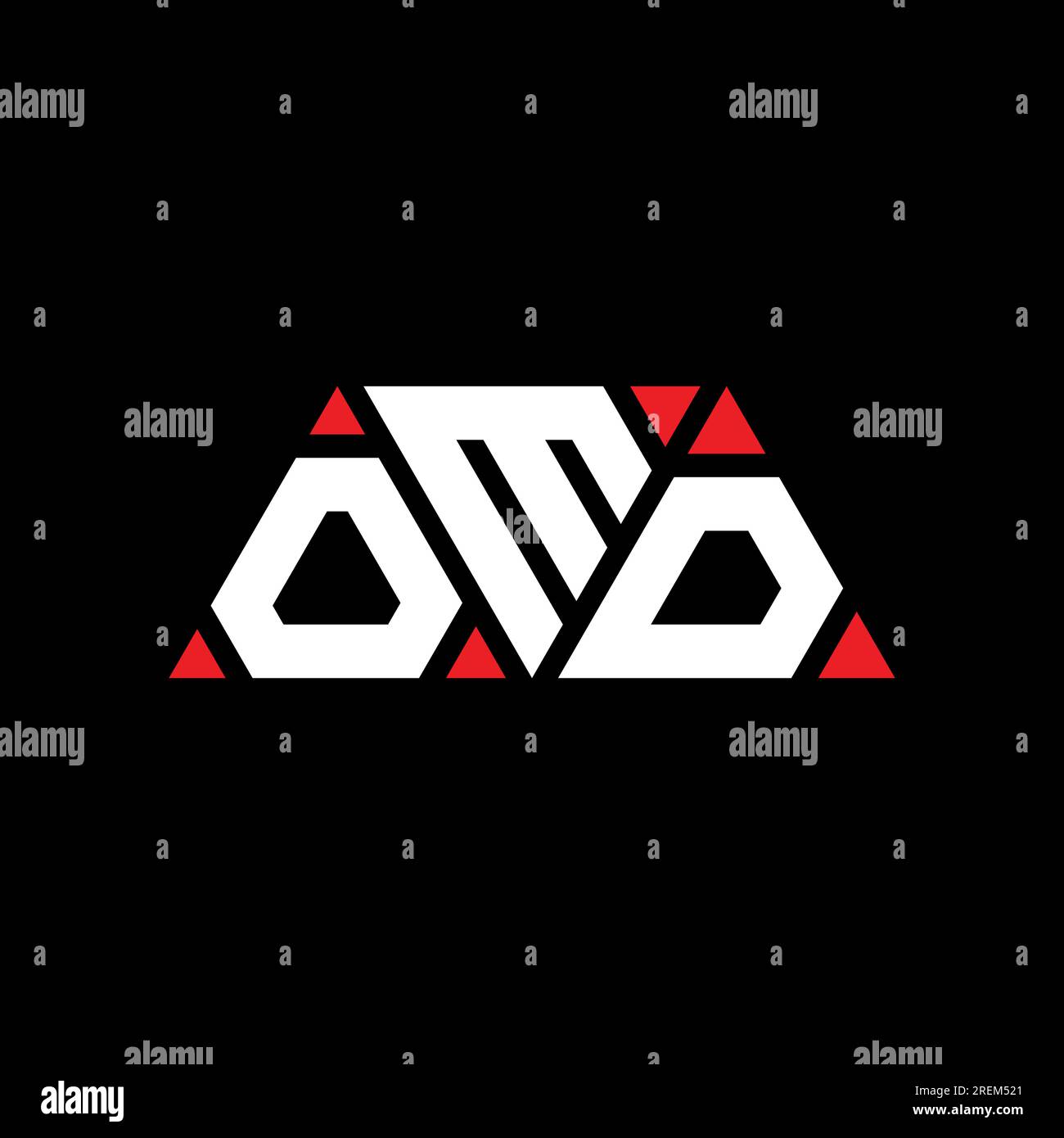 Logo de lettre triangle OMD avec forme de triangle. Monogramme de logo triangle OMD. Modèle de logo vecteur triangle OMD avec couleur rouge. OMD triangul Illustration de Vecteur
