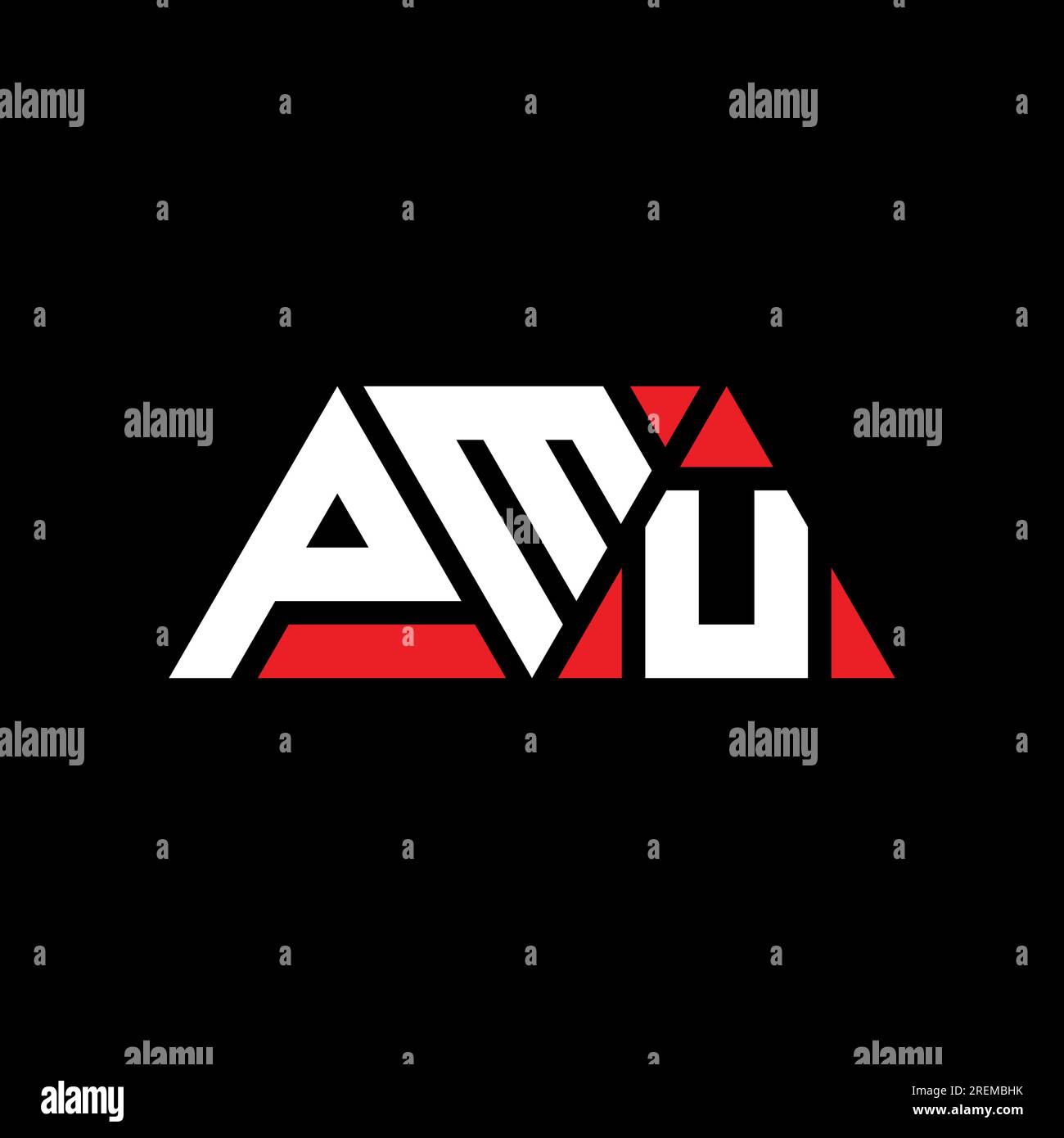 Logo de lettre triangle PMU en forme de triangle. Monogramme de logo triangle PMU. Modèle de logo vecteur triangle PMU avec couleur rouge. PMU triangul Illustration de Vecteur