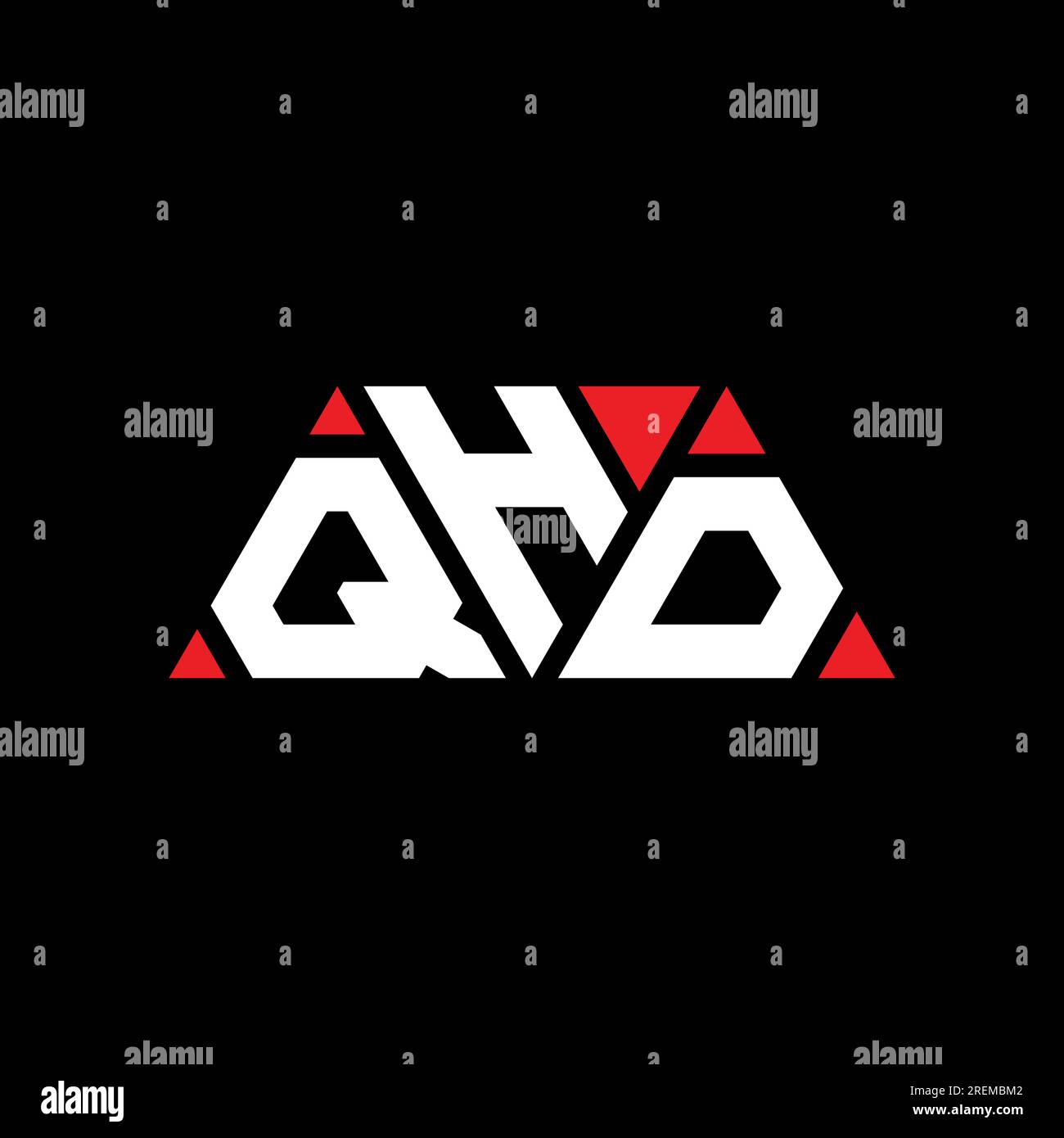 Design de logo de lettre triangle QHD avec forme de triangle. Monogramme de conception de logo de triangle QHD. Modèle de logo vecteur triangle QHD avec couleur rouge. QHD triangul Illustration de Vecteur