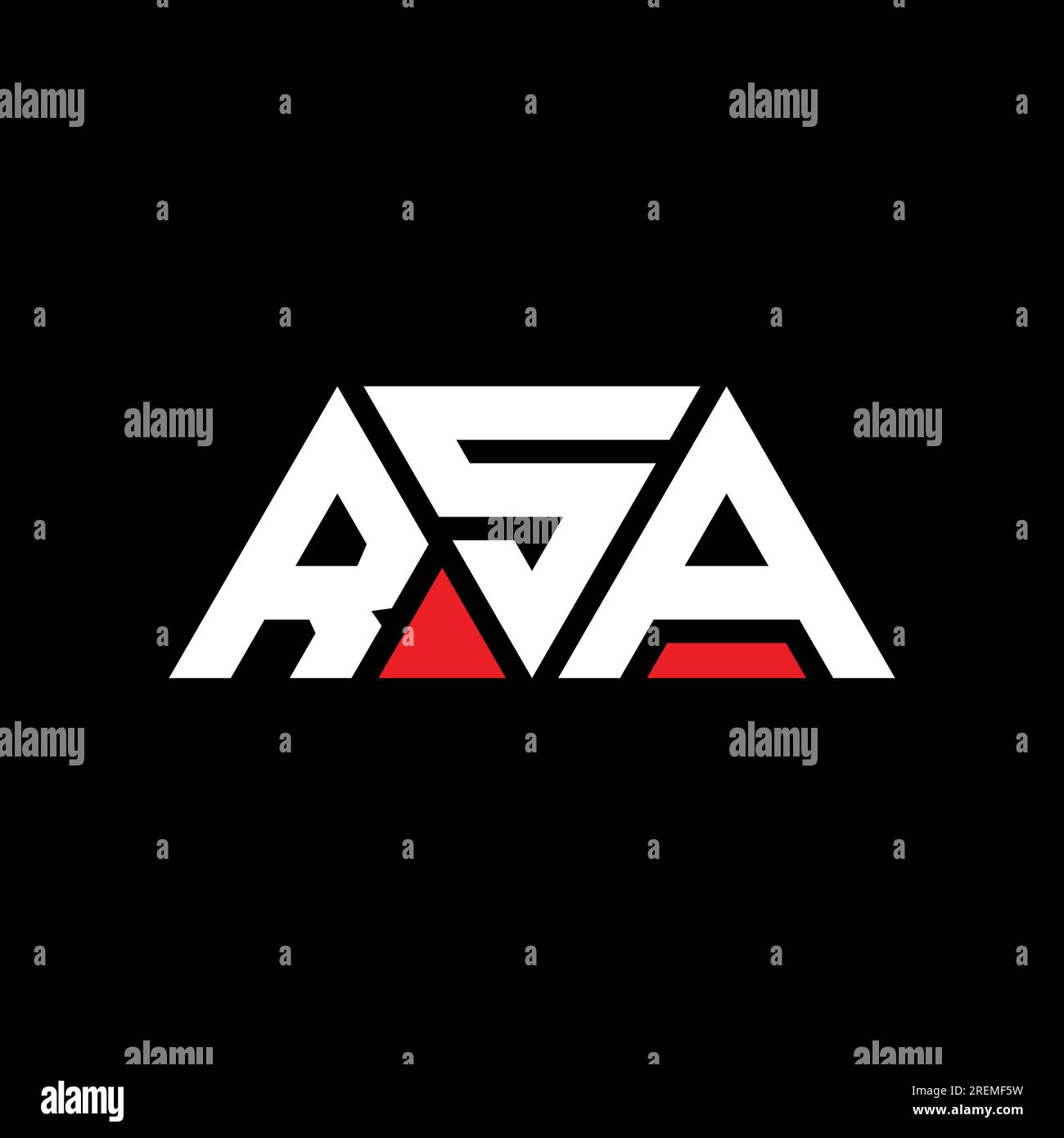 Logo RSA avec lettre triangulaire en forme de triangle. Monogramme de logo triangle RSA. Modèle de logo vectoriel triangle RSA avec couleur rouge. RSA triangul Illustration de Vecteur