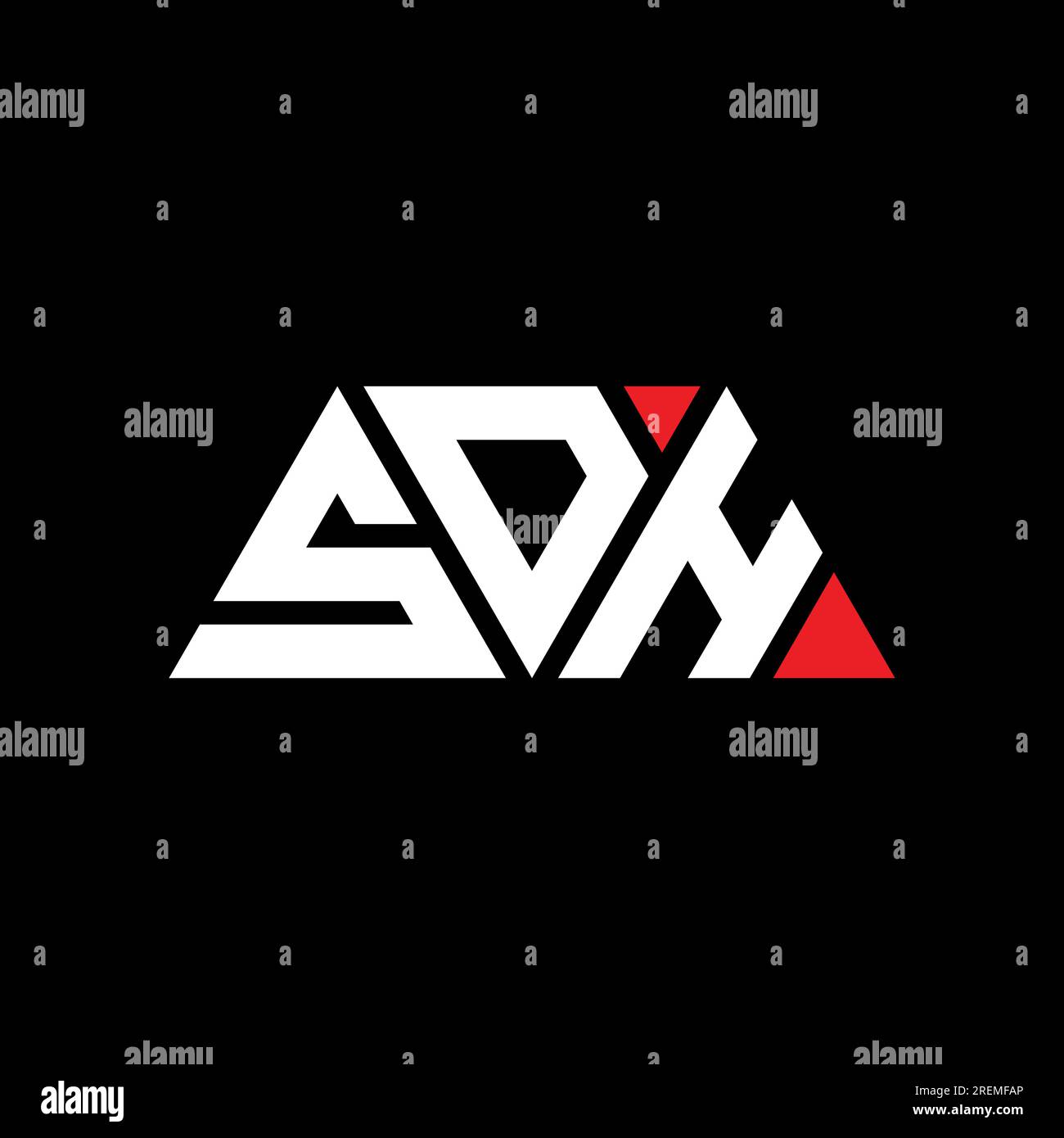 Logo SDH avec lettre triangle en forme de triangle. Monogramme de logo triangle SDH. Modèle de logo vectoriel triangle SDH avec couleur rouge. SDH triangul Illustration de Vecteur
