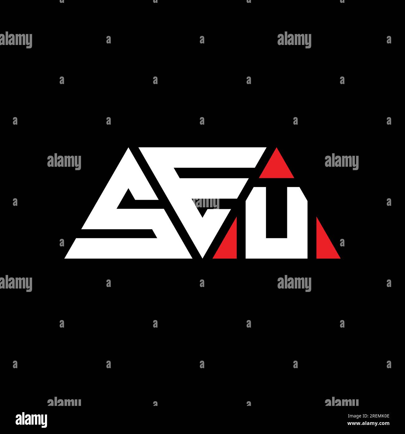 SEU logo de lettre triangle avec forme de triangle. Monogramme de logo triangle SEU. Modèle de logo vectoriel triangle SEU avec la couleur rouge. SEU triangul Illustration de Vecteur