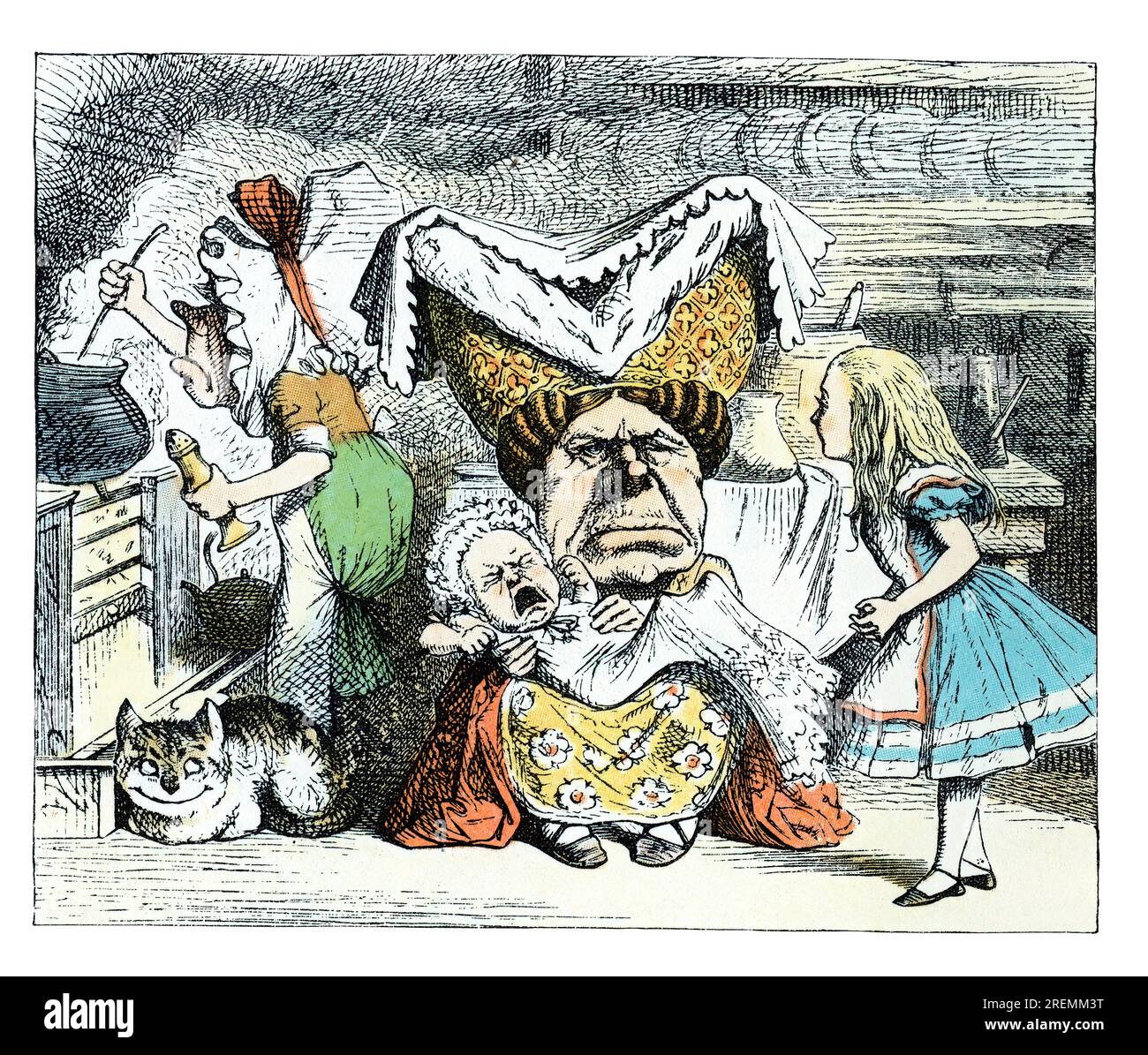 Illustration de Dutchess Alice au pays des merveilles colorée Tenniel Banque D'Images