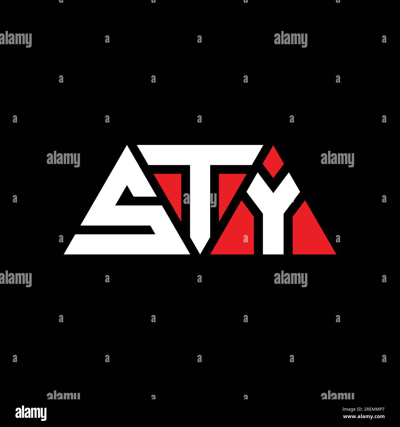 Logo EN forme de triangle STY. Monogramme de logo triangle STY. Modèle de logo vecteur triangle STY avec couleur rouge. STY triangul Illustration de Vecteur