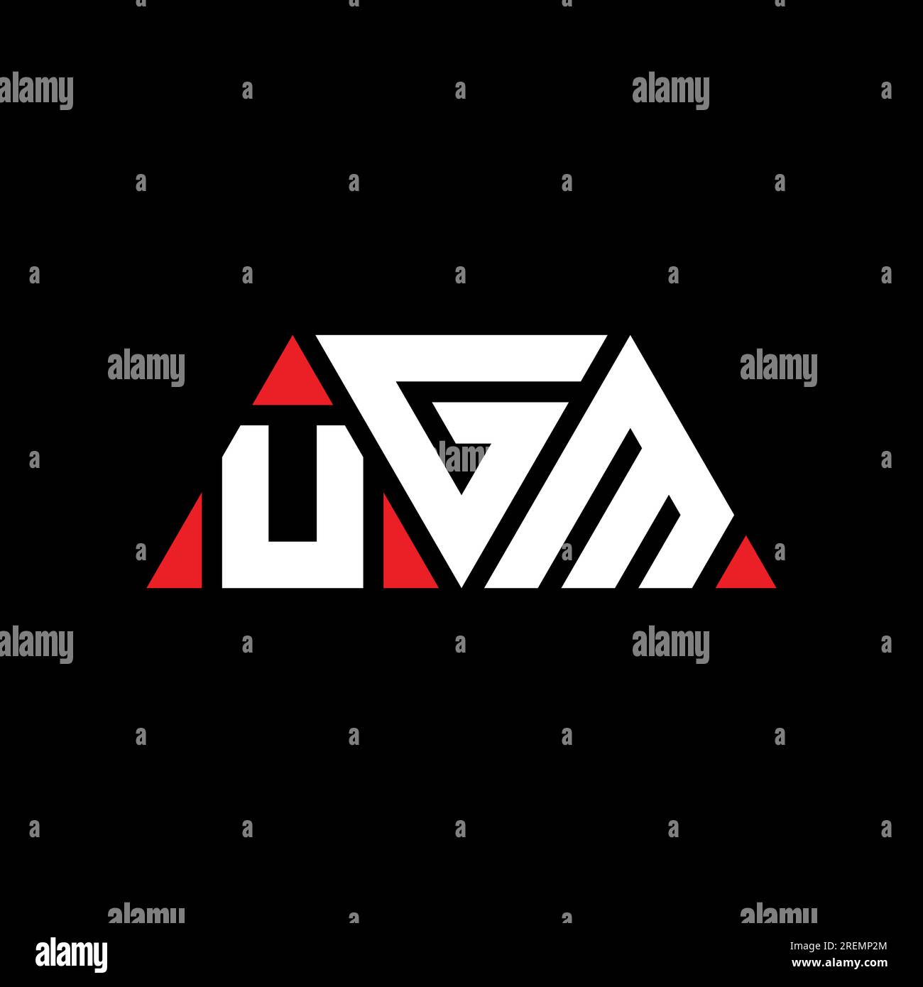 Logo de lettre triangle UGM avec forme de triangle. Monogramme de conception de logo triangle UGM. Modèle de logo vecteur triangle UGM avec couleur rouge. UGM triangul Illustration de Vecteur