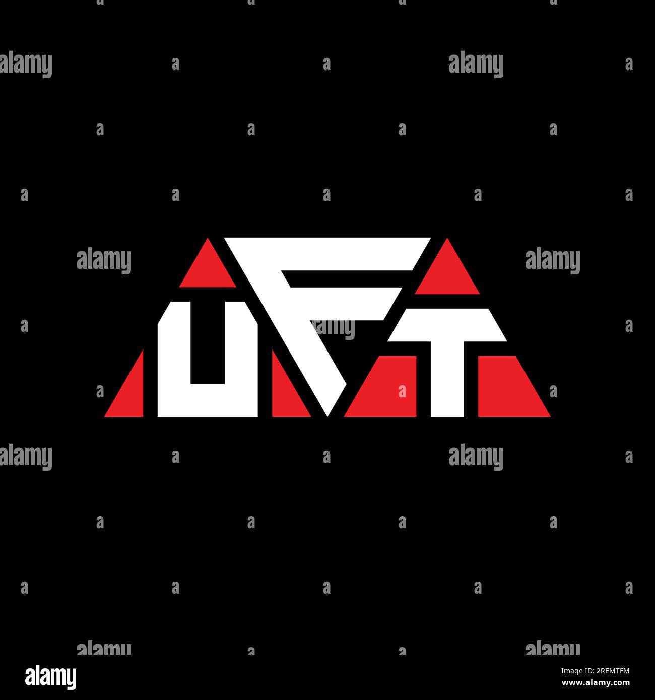 Logo de lettre triangle UFT avec forme de triangle. Monogramme de logo triangle UFT. Modèle de logo vectoriel triangle UFT avec couleur rouge. UFT triangul Illustration de Vecteur