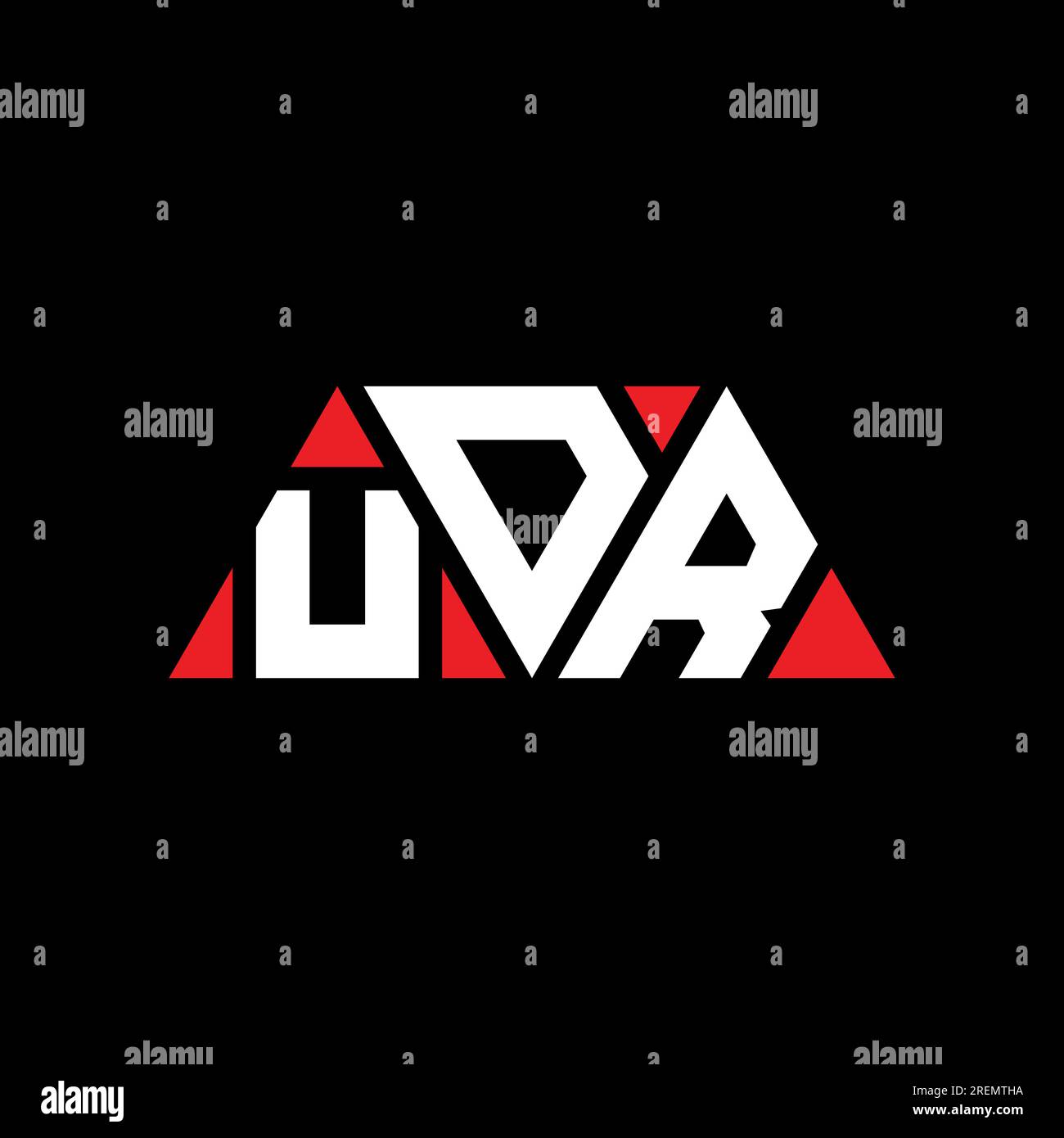 Logo lettre triangle UDR en forme de triangle. Monogramme de logo triangle UDR. Modèle de logo vectoriel triangle UDR avec couleur rouge. UDR triangul Illustration de Vecteur