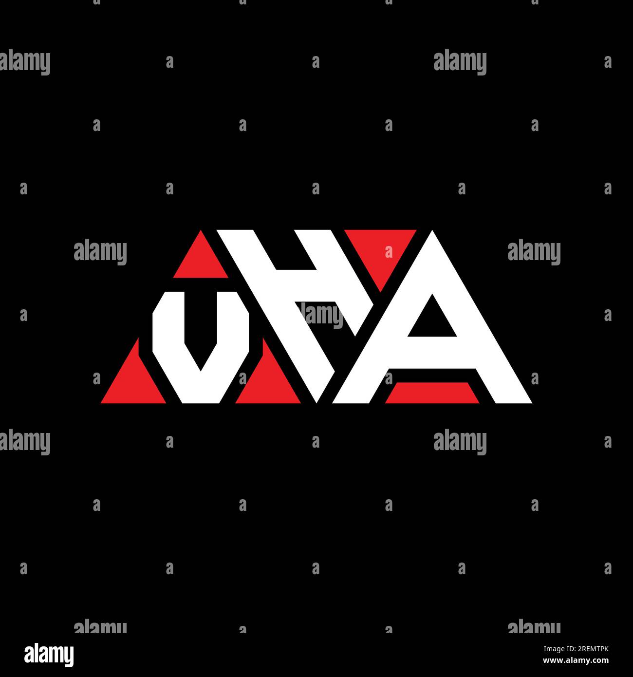 Logo de lettre triangle VHA avec forme de triangle. Monogramme de logo triangle VHA. Modèle de logo vecteur triangle VHA avec couleur rouge. VHA triangul Illustration de Vecteur