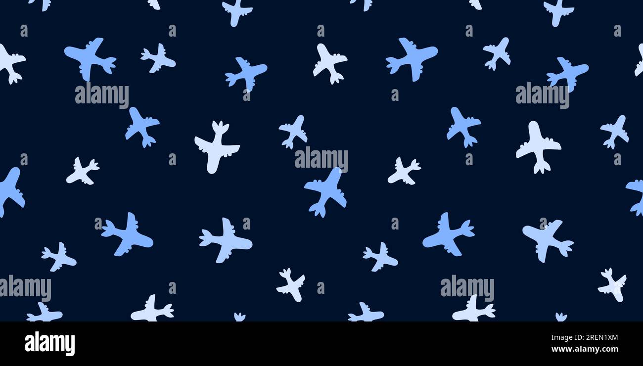 Avion de ligne sans soudure. Motif vectoriel d'avion de passagers ou d'avion jouet. Couleur bleue. Illustration de Vecteur
