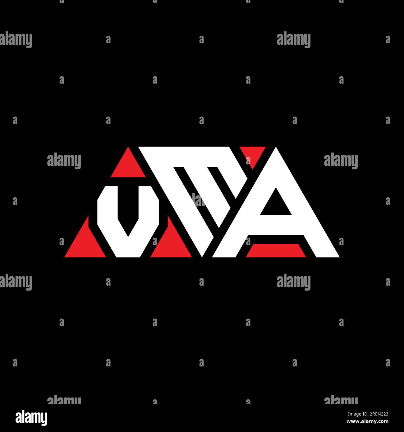 Logo de lettre triangle VMA avec forme de triangle. Monogramme de logo triangle VMA. Modèle de logo vecteur triangle VMA avec couleur rouge. VMA triangul Illustration de Vecteur