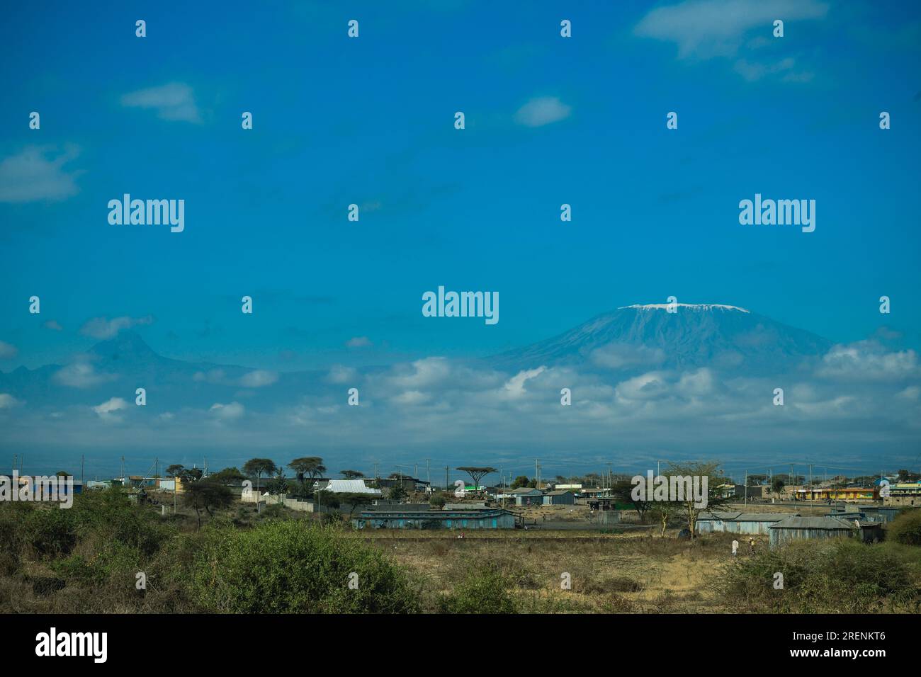 Mt.Kilimanjaro View - Parc national d'Amboseli Banque D'Images