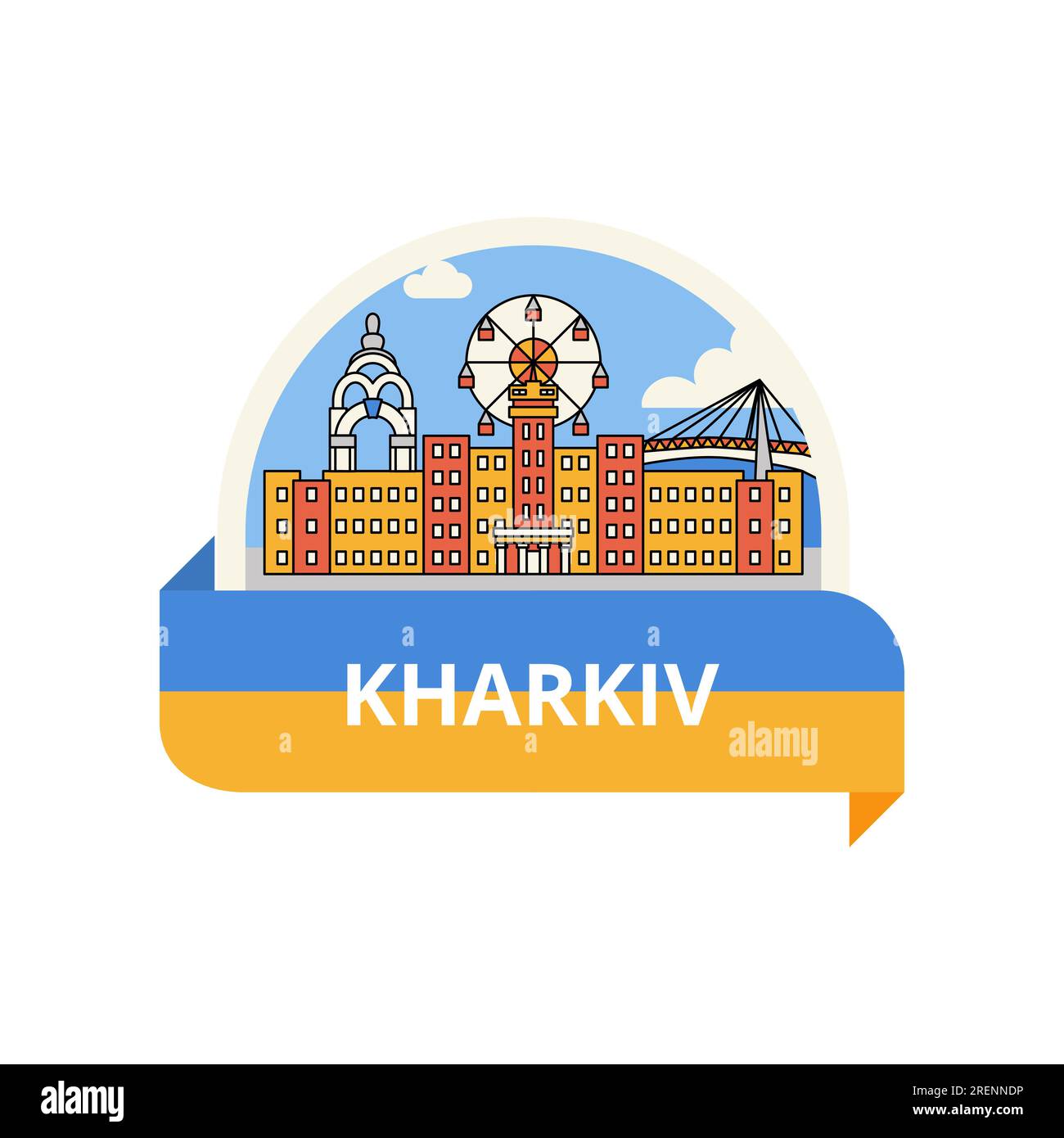 Label Kharkiv Flat Line concept Illustration de Vecteur