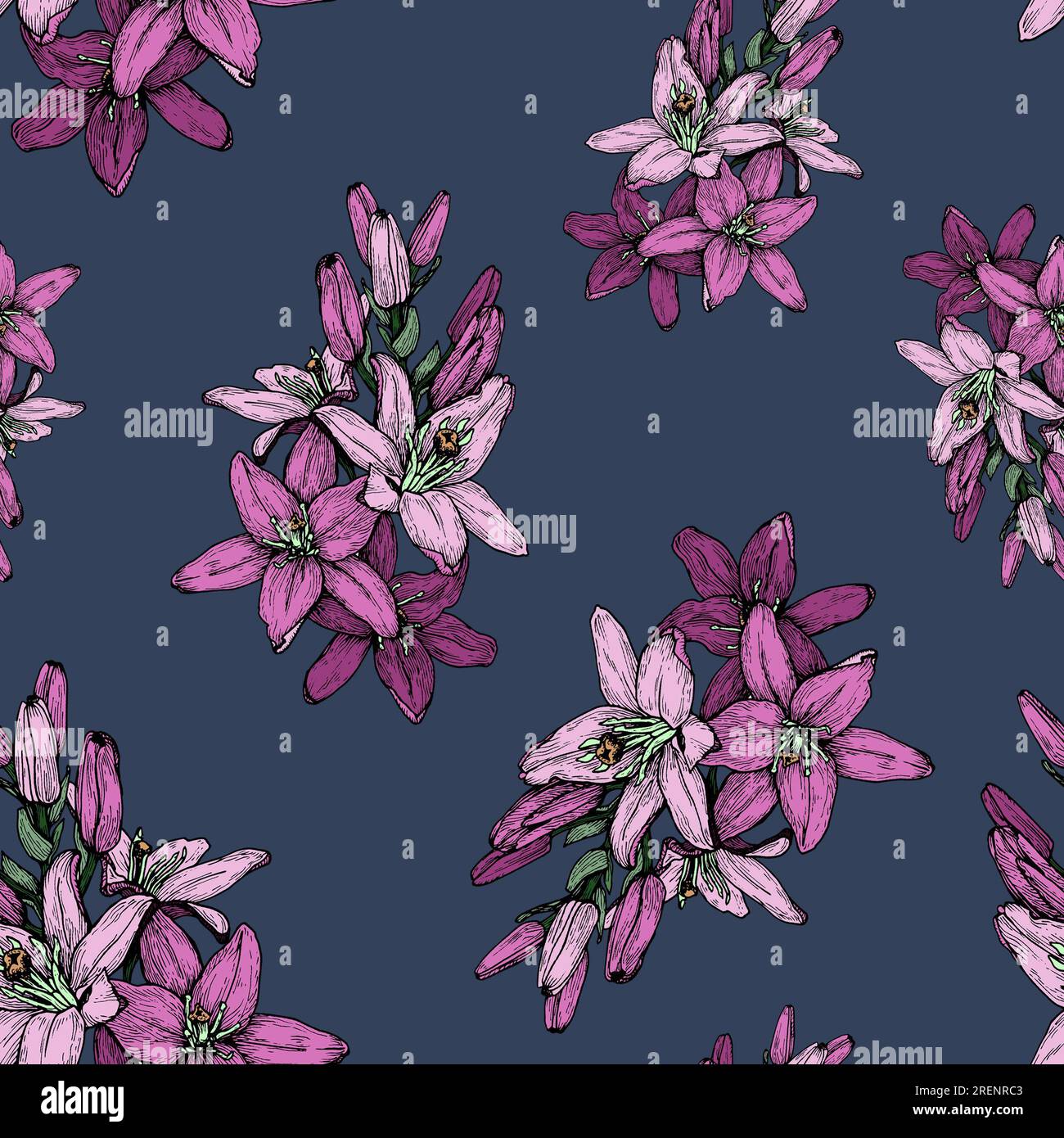 Le motif de couleur de lys, peut être utilisé pour l'impression, les textiles, le papier d'emballage de diverses conceptions, le bureau, pour les vêtements. Banque D'Images