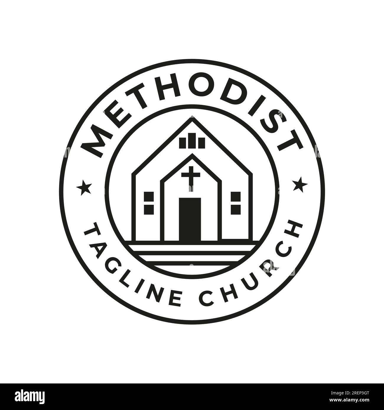Inspiration de conception d'église méthodiste logo simple timbre éducation vecteur de conception de logo Illustration de Vecteur