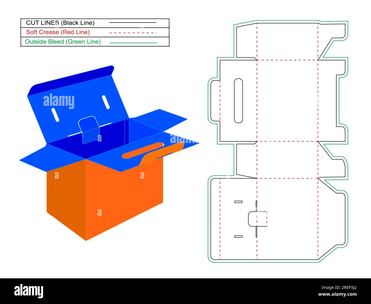 Boîte de bande dessinée ondulée de boîte de batterie Dieline et boîte de vecteur 3D. Illustration de Vecteur