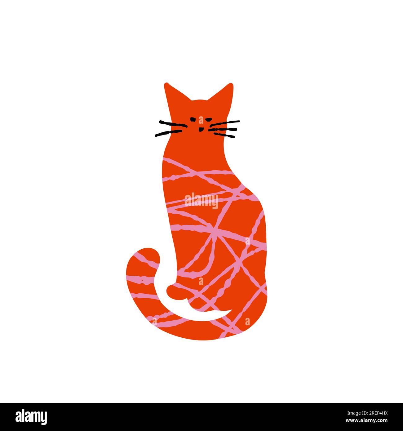 Texturé mignon chat illustration couleur rouge isolé sur blanc Illustration de Vecteur