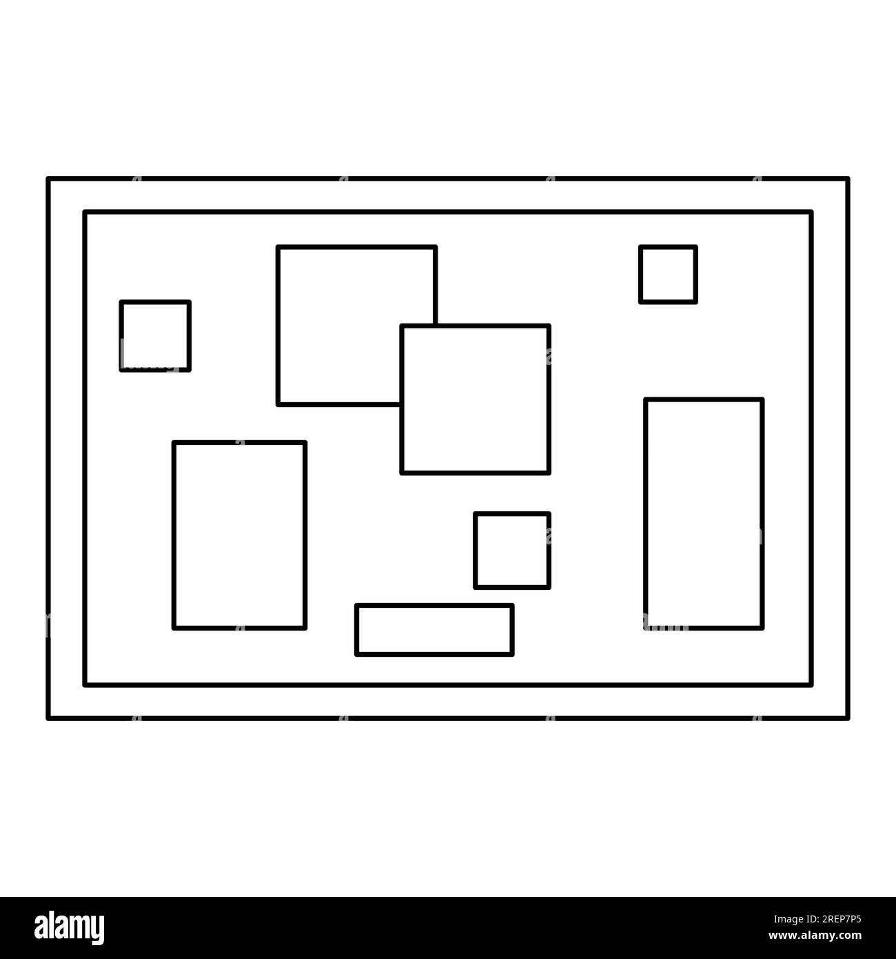 Peinture abstraite avec des formes géométriques, illustration vectorielle plate de style doodle pour livre de coloriage pour enfants Illustration de Vecteur