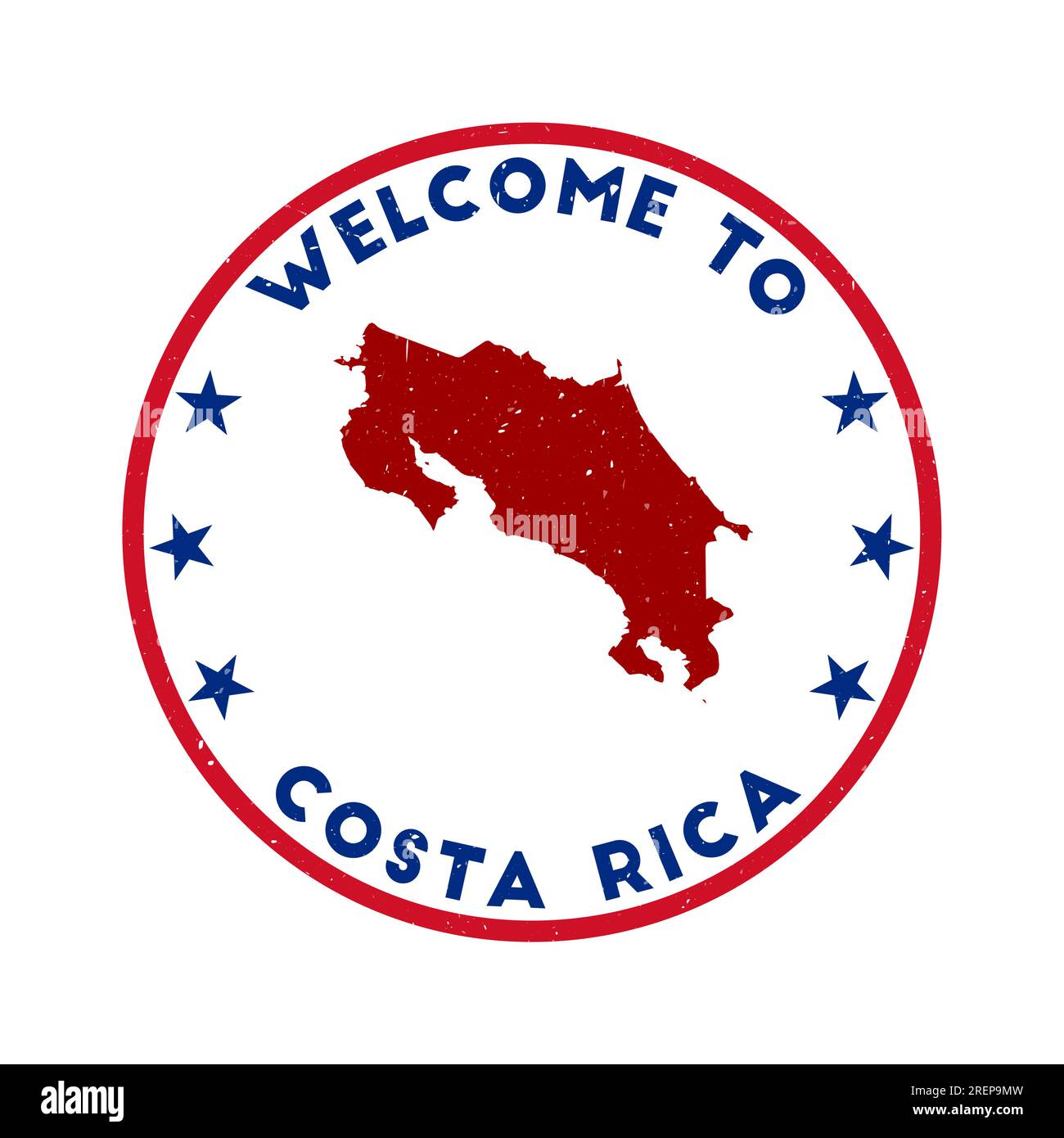 Bienvenue au Costa Rica timbre. Timbre rond de pays grunge avec texture en dessous du thème de couleur de surface. Sceau géométrique du Costa Rica de style vintage. Illustration de Vecteur