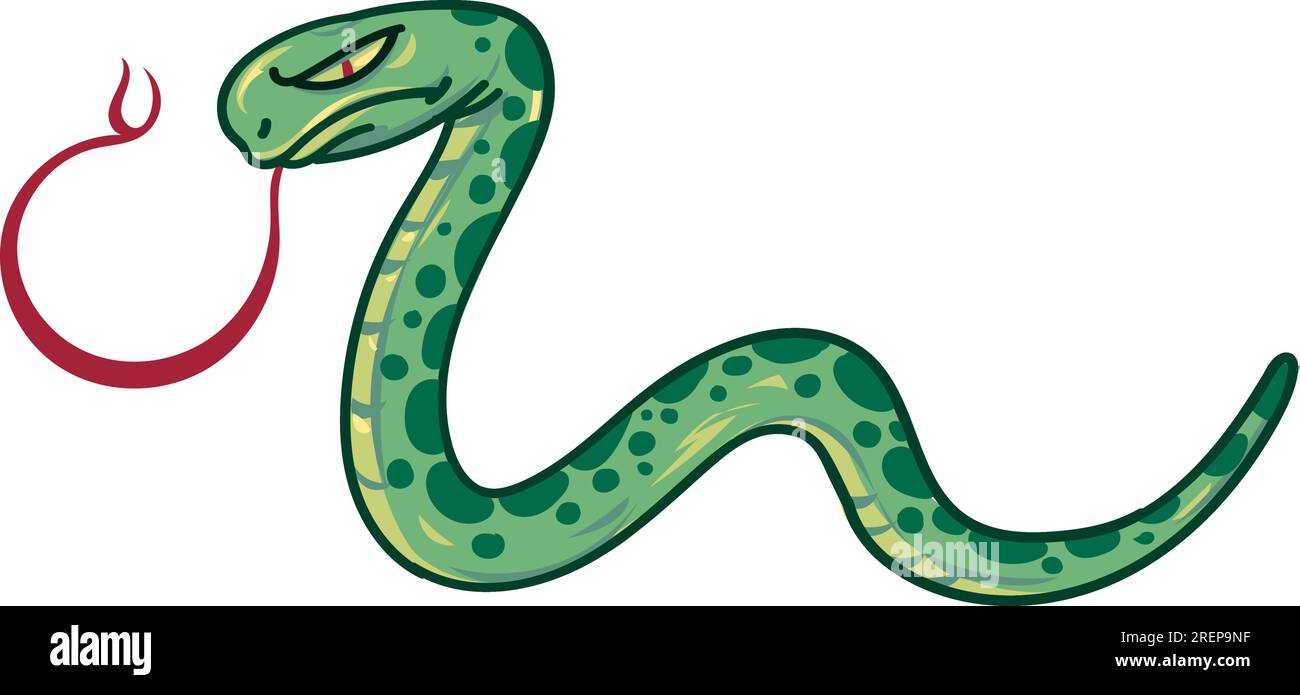 Serpent vert sur fond blanc Illustration de Vecteur