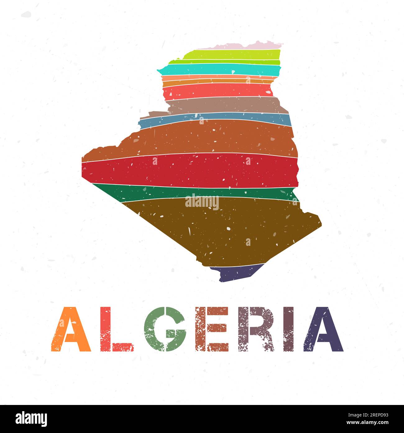 Conception de carte Algérie. Forme du pays avec de belles vagues géométriques et texture grunge. Illustration vectorielle impressionnante. Illustration de Vecteur