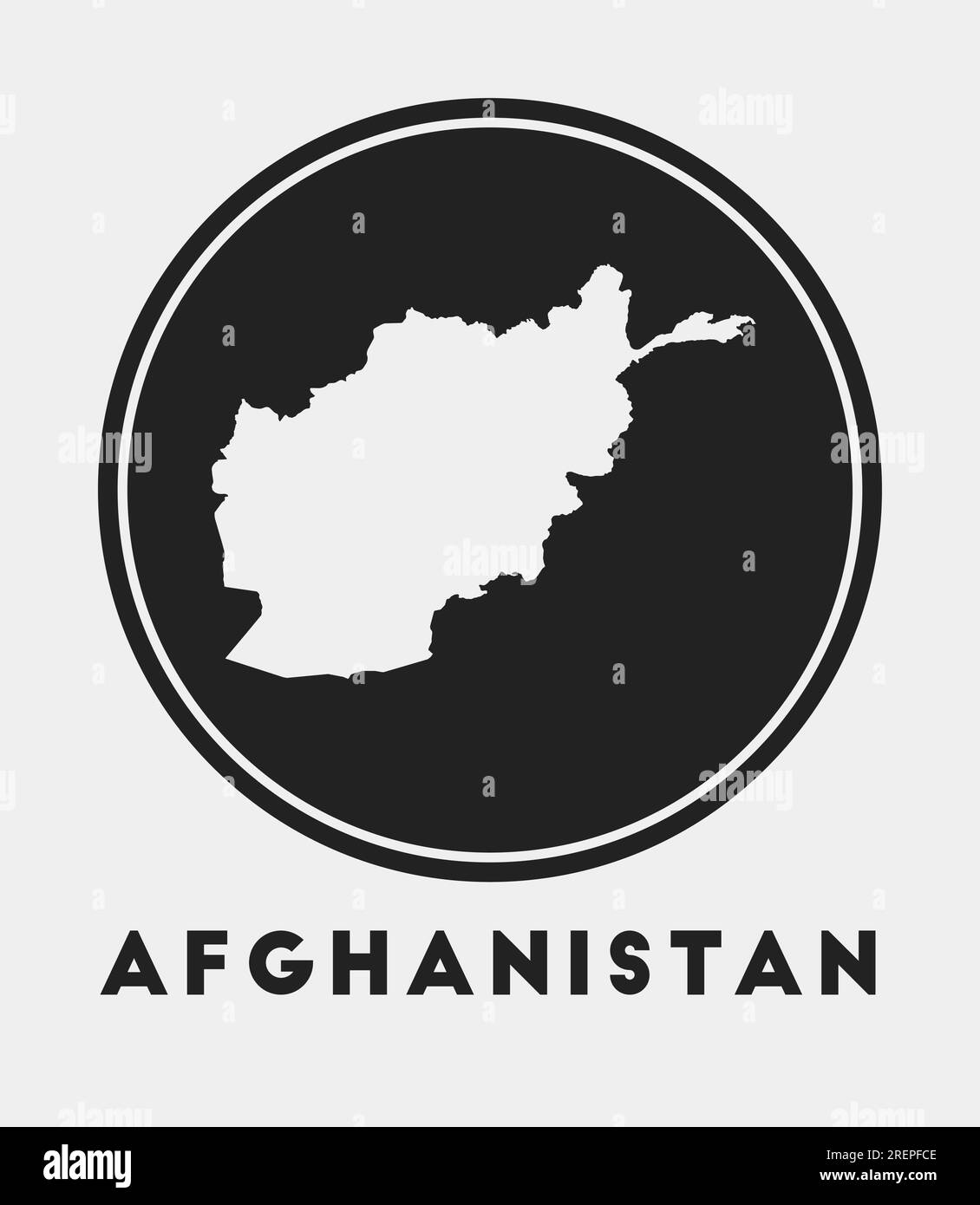 Icône Afghanistan. Logo rond avec carte du pays et titre. Badge Afghanistan élégant avec carte. Illustration vectorielle. Illustration de Vecteur