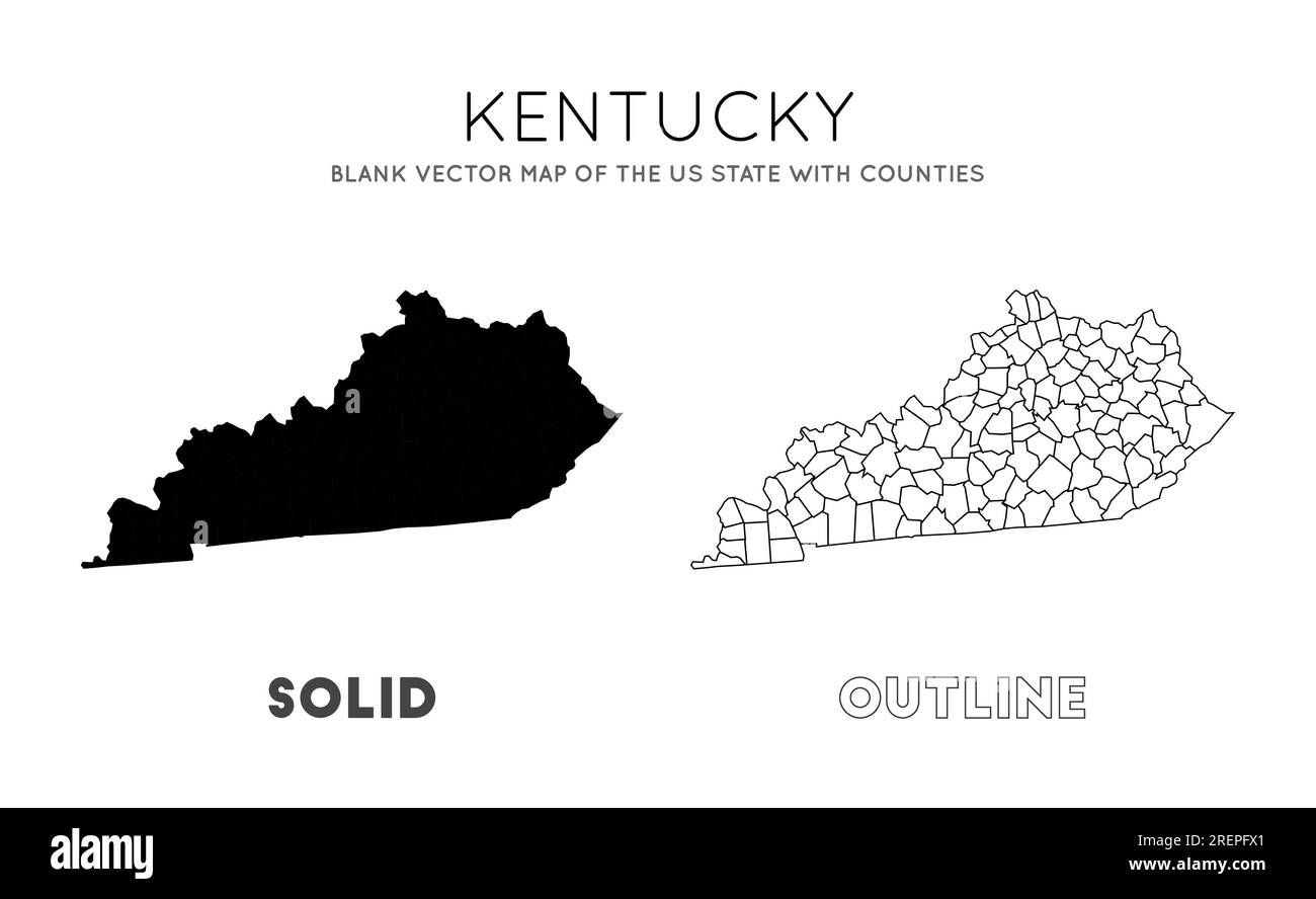 Carte du Kentucky. Carte vectorielle vierge de l'état des États-Unis avec les comtés. Borders of Kentucky pour votre infographie. Illustration vectorielle. Illustration de Vecteur