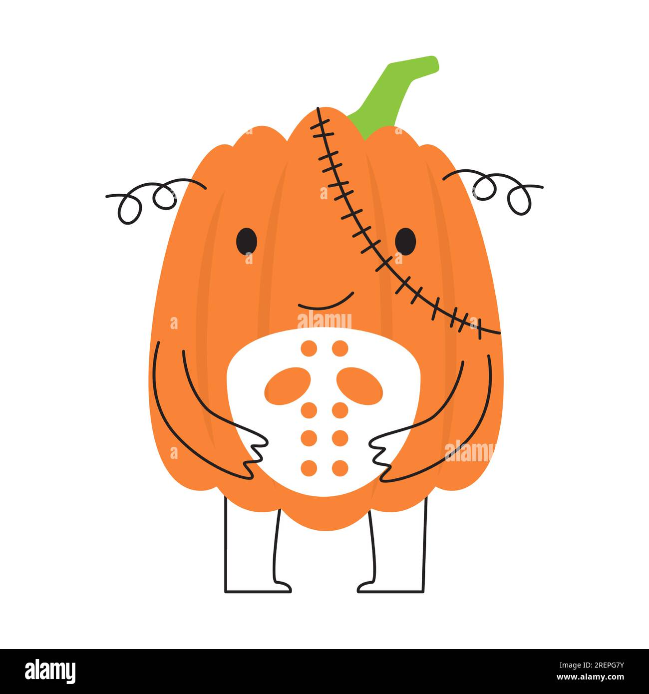 Citrouille avec costume fantôme . Personnage de dessin animé Halloween. Vecteur . Illustration de Vecteur