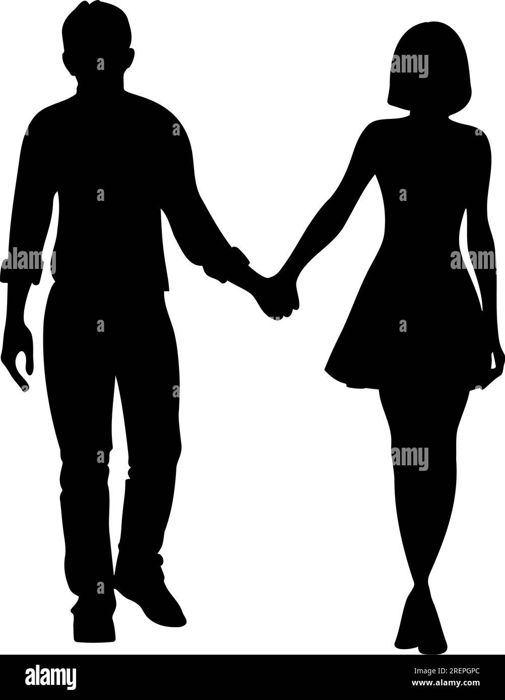 Silhouette de couple tenant les mains. Homme et femme amoureux. illustration vectorielle Illustration de Vecteur