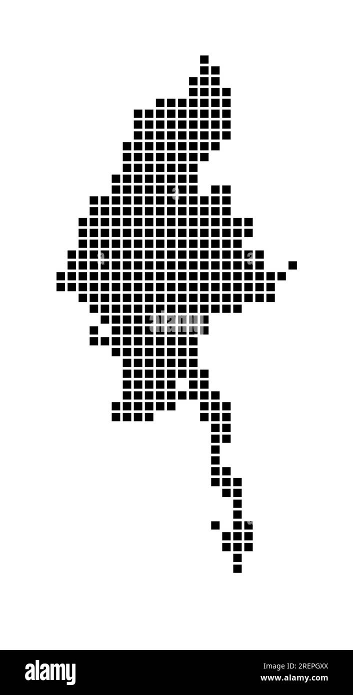 Carte du Myanmar. Carte du Myanmar en pointillé. Bordures du pays remplies de rectangles pour votre conception. Illustration vectorielle. Illustration de Vecteur