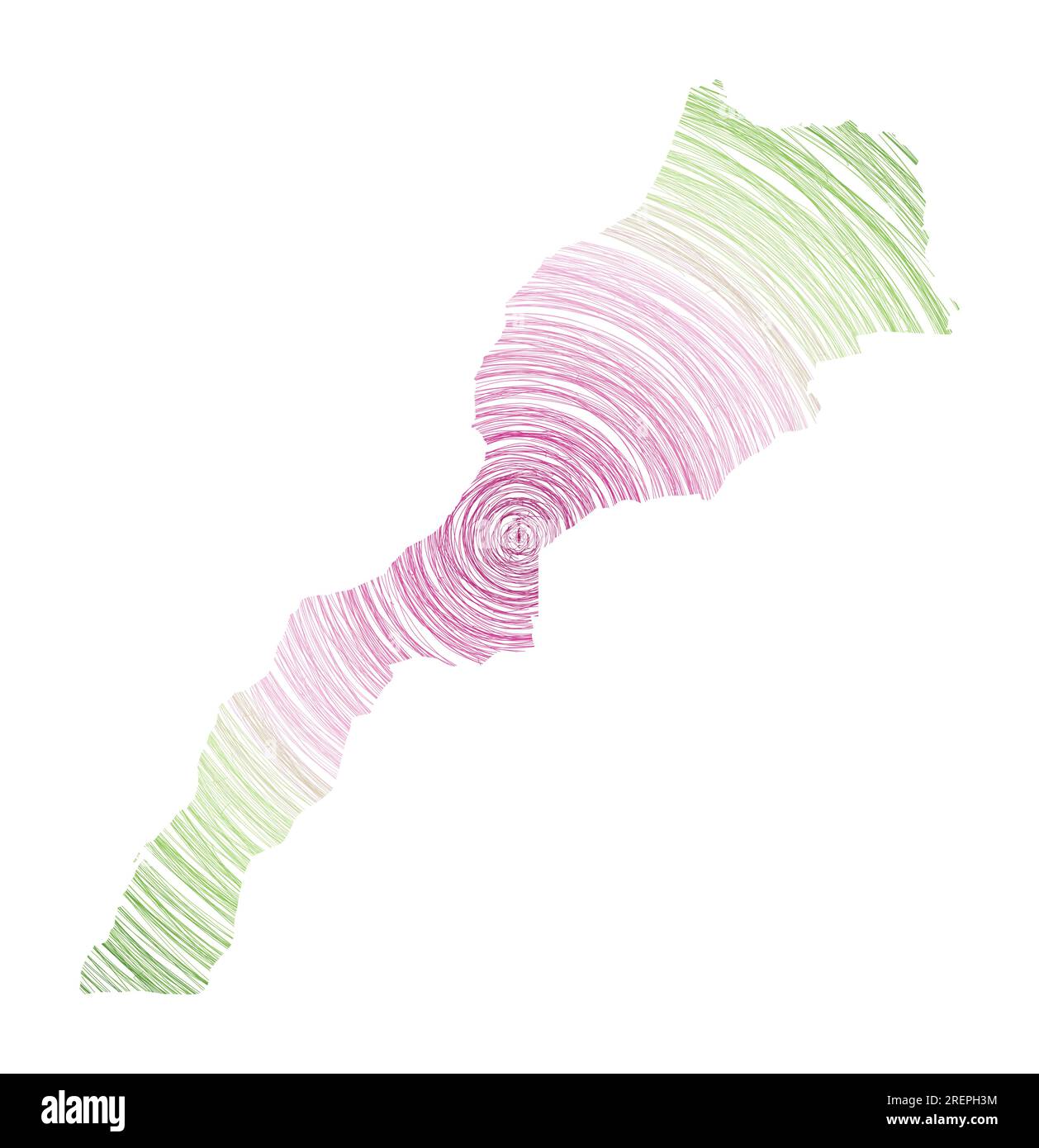 Carte du Maroc remplie de cercles concentriques. Esquissez des cercles de style en forme de pays. Illustration vectorielle. Illustration de Vecteur