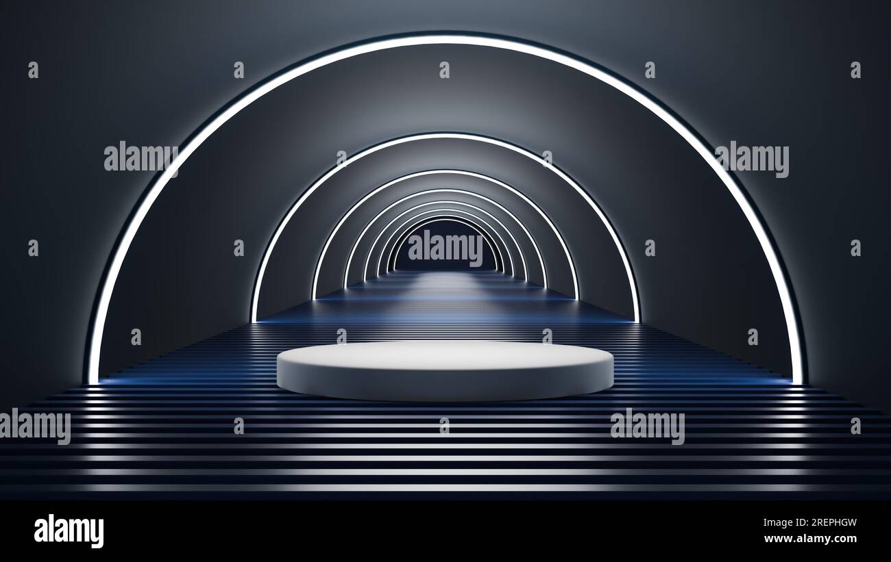 Image abstraite rendue en 3D avec géométrie cylindrique Banque D'Images