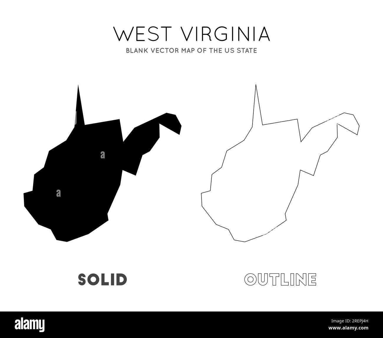 Carte de Virginie-occidentale. Carte vectorielle vierge de l'État américain. Borders of West Virginia pour votre infographie. Illustration vectorielle. Illustration de Vecteur