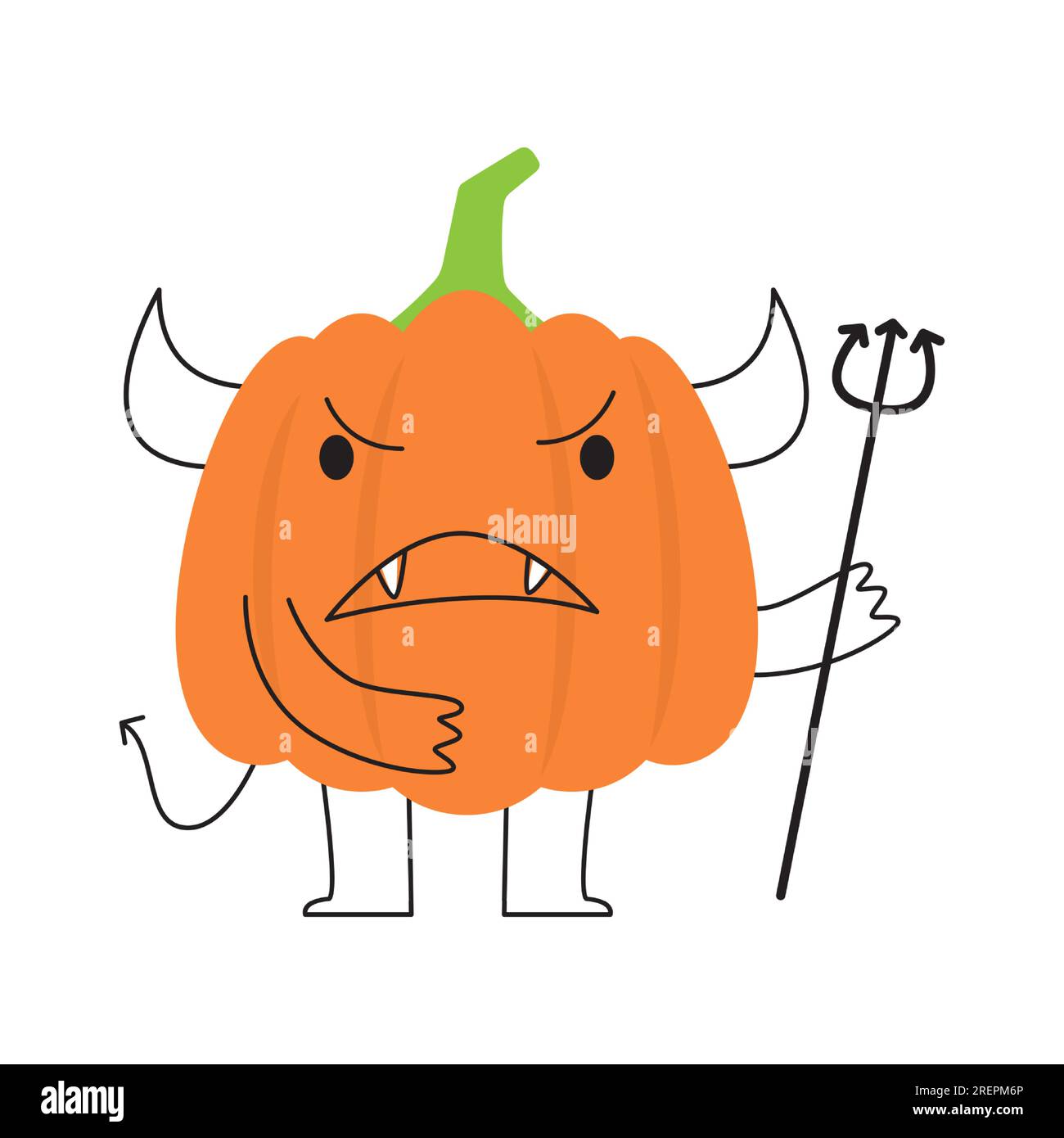 Citrouille avec costume de diable. Personnage de dessin animé Halloween. Vecteur . Illustration de Vecteur
