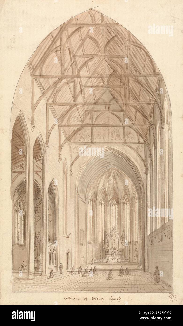 Notre Bienheureuse Dame et Saint Thomas de Canterbury : perspective de l'intérieur 1838 par Augustus Pugin Banque D'Images