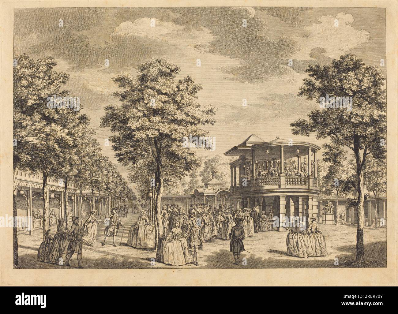 'Johann Sebastian Müller d'après Samuel Wale, Jardins Vauxhall montrer la Grande promenade à l'entrée du jardin et l'Orchestre avec Musick jouant, 1751, gravure et gravure sur papier posé, planche : 33,7 x 47,2 cm (13 1/4 x 18 9/16 po.) Feuille : 35,9 x 49,2 cm (14 1/8 x 19 3/8 po), Fonds Ailsa Mellon Bruce, 1996,69,3' Banque D'Images