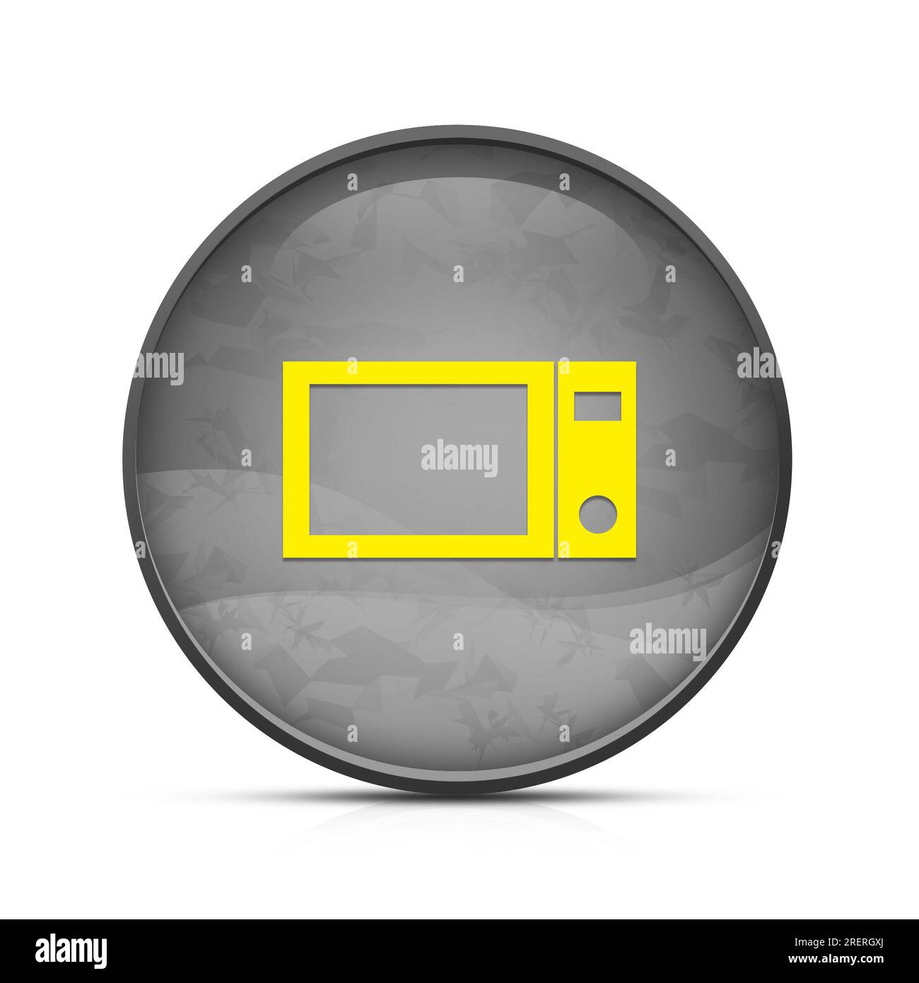 Icône de cuisine micro-ondes sur bouton rond noir splash chic Banque D'Images