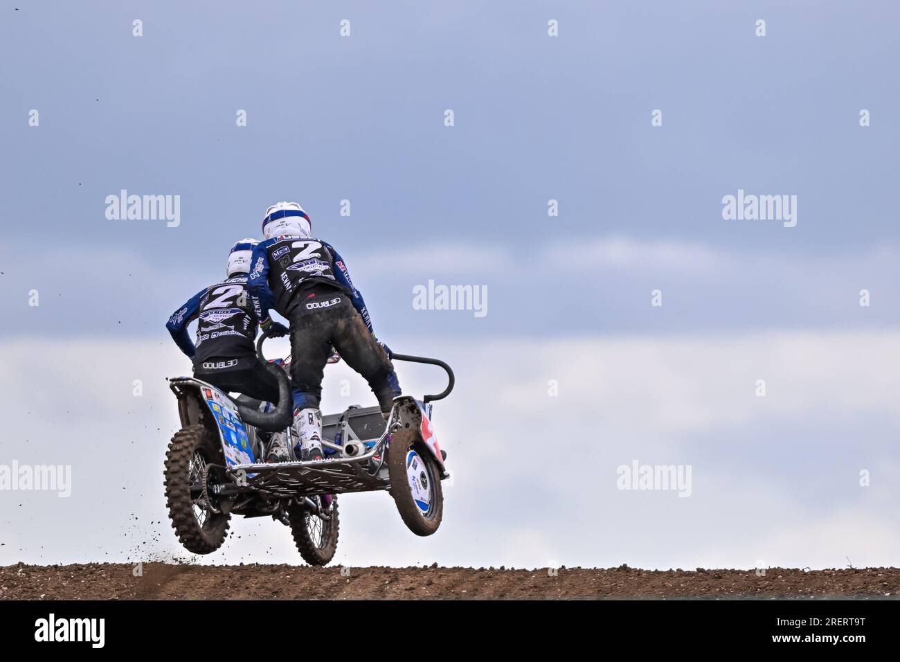 Salisbury, Royaume-Uni. 29 juillet 2023. Marvin VANLUCHENE et Nicolas MUSSET lors des essais libres au Championnat du monde de motocross Sidecar à Cusses Gorse, Salisbury, Royaume-Uni, le 30 juillet 2023. Photo de Phil Hutchinson. Usage éditorial uniquement, licence requise pour un usage commercial. Aucune utilisation dans les Paris, les jeux ou les publications d'un seul club/ligue/joueur. Crédit : UK Sports pics Ltd/Alamy Live News Banque D'Images