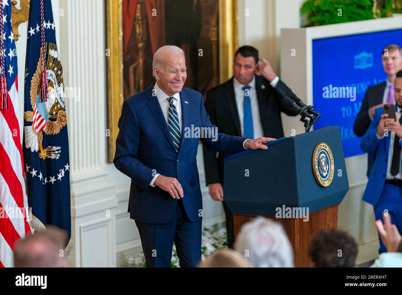 Washington, États-Unis d ' Amérique. 25 juillet 2023. Le président américain Joe Biden prononce un discours sur l'expansion des soins de santé mentale à la salle est de la Maison Blanche, le 25 juillet 2023 à Washington, D.C. Crédit : Adam Schultz/White House photo/Alamy Live News Banque D'Images
