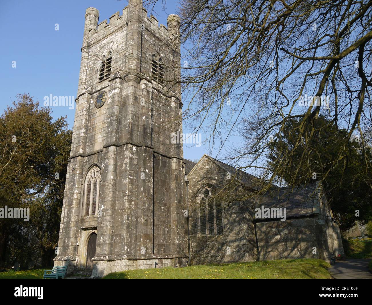 Église St Andrew, Calstock, Cornouailles - mars 2022 Banque D'Images
