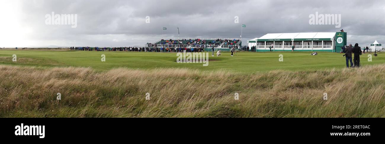 Golf The Seniors Open Royal Porthcawl GC Bridgend UK , pays de Galles 2023, les légendes du golf, à jouer dans le vent et la pluie, Links Golf à son plus cruel, Banque D'Images