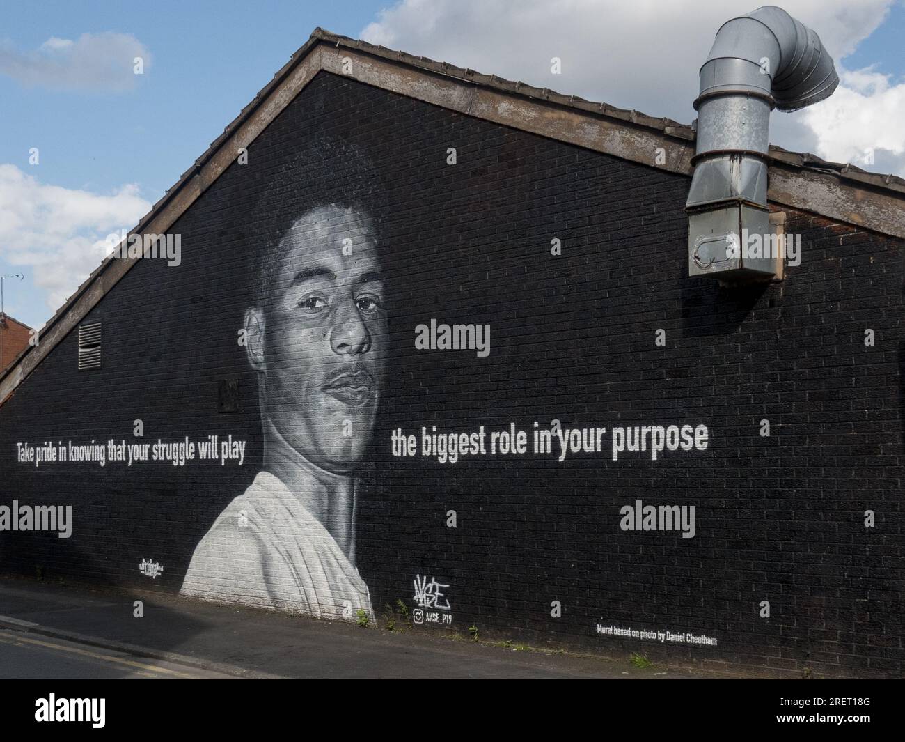 Murale de Marcus Rashford par l'artiste Aske P19, Withington, Manchester, Royaume-Uni Banque D'Images