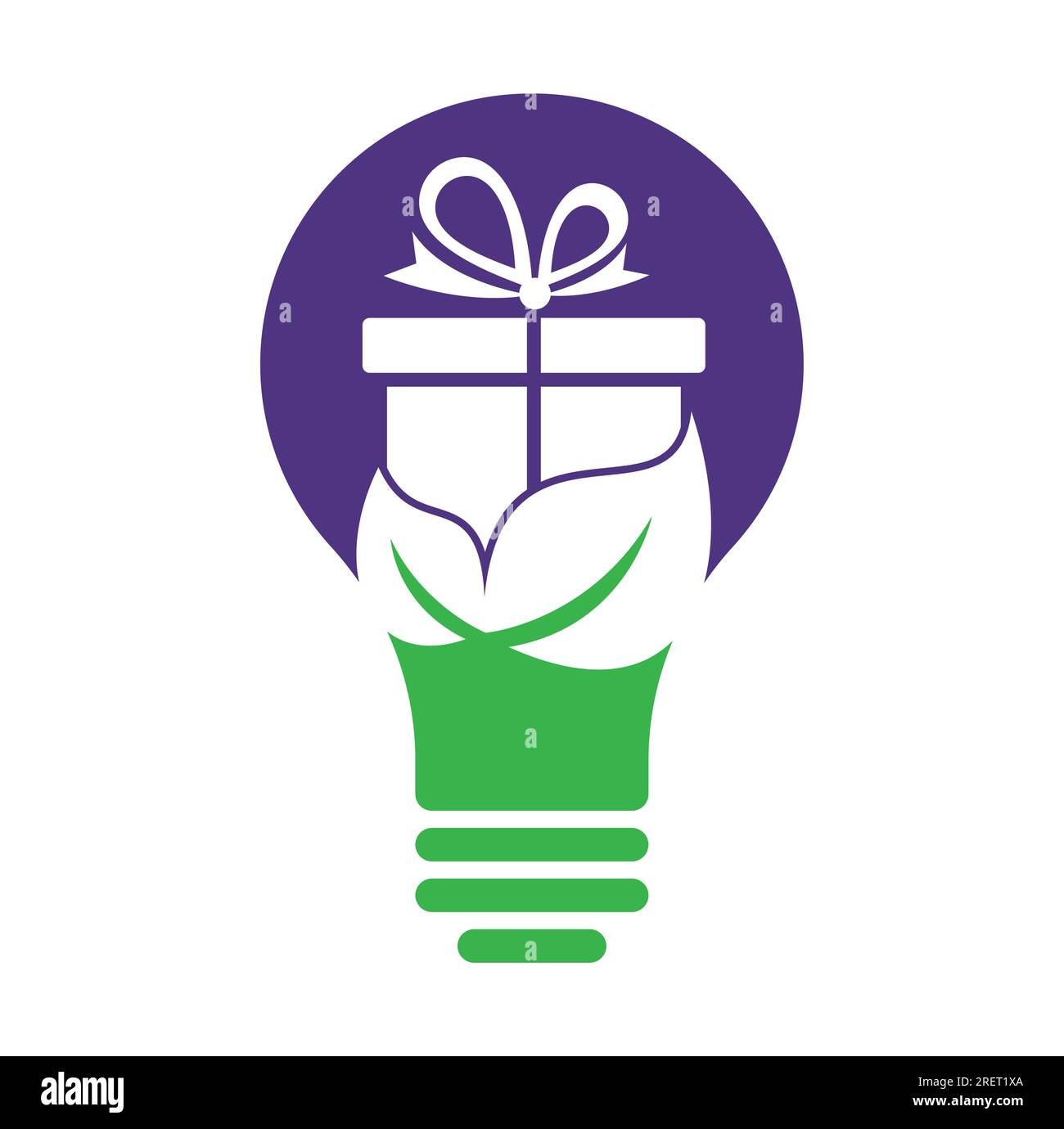 Vecteur de concept de logo Gift Leaf. Modèle de conception de logo de cadeau de nature. Illustration de Vecteur