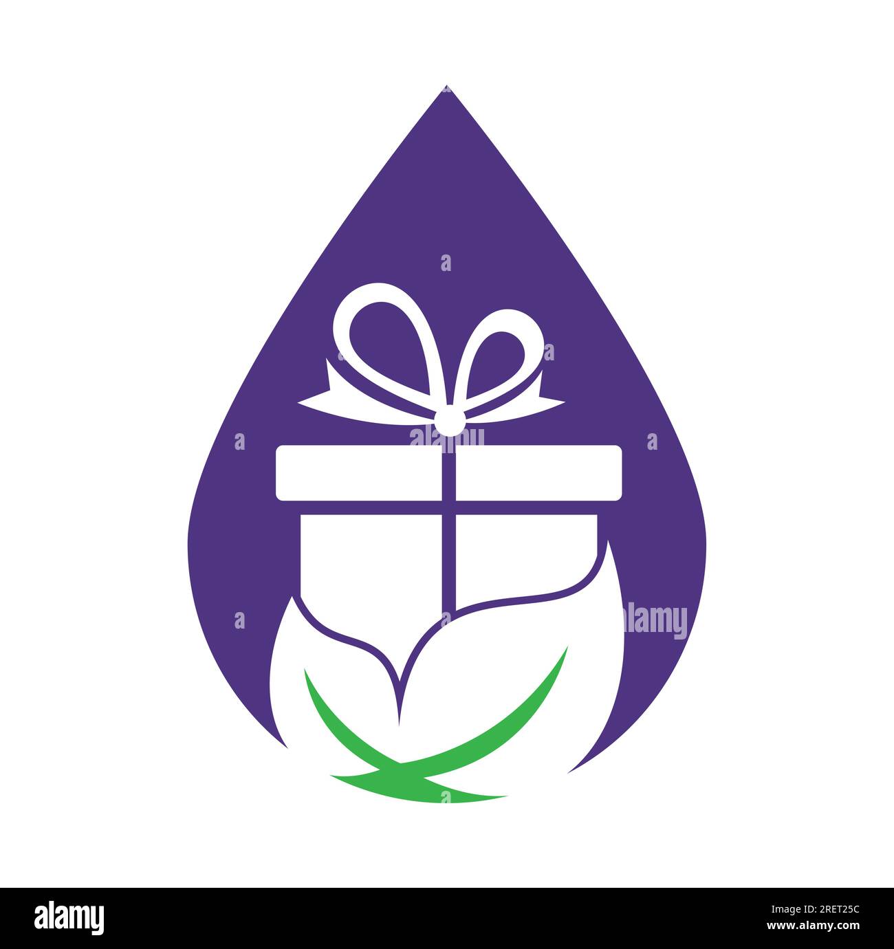Vecteur de concept de logo Gift Leaf. Modèle de conception de logo de cadeau de nature. Illustration de Vecteur