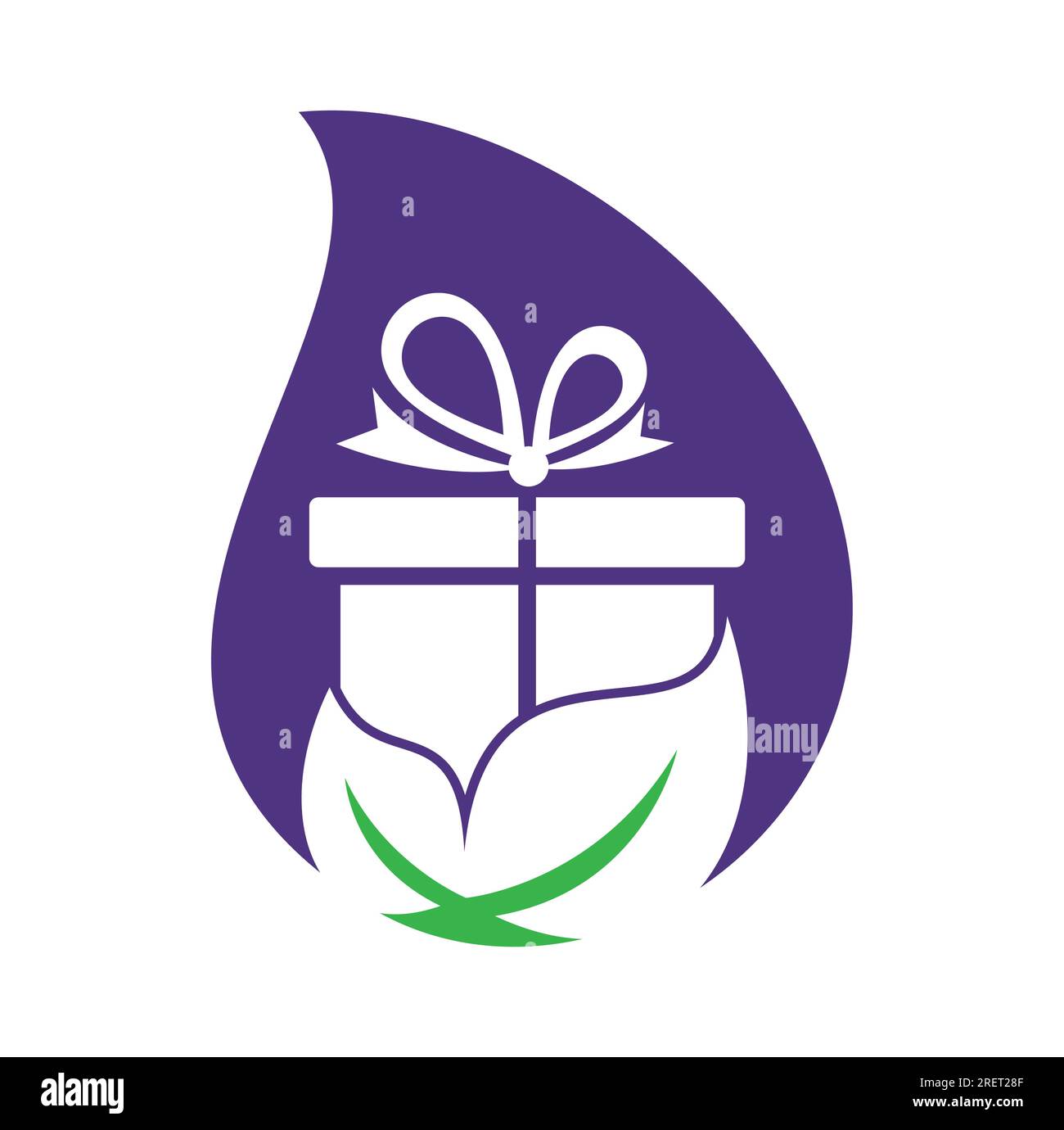 Vecteur de concept de logo Gift Leaf. Modèle de conception de logo de cadeau de nature. Illustration de Vecteur