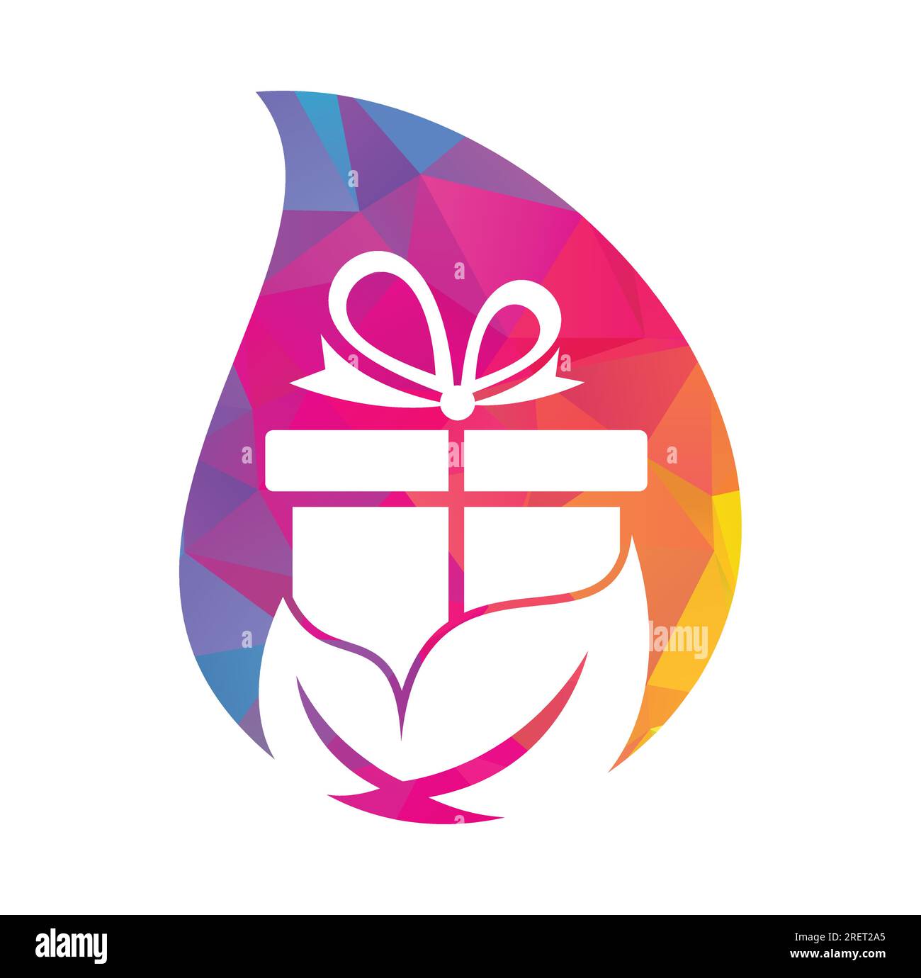 Vecteur de concept de logo Gift Leaf. Modèle de conception de logo de cadeau de nature. Illustration de Vecteur