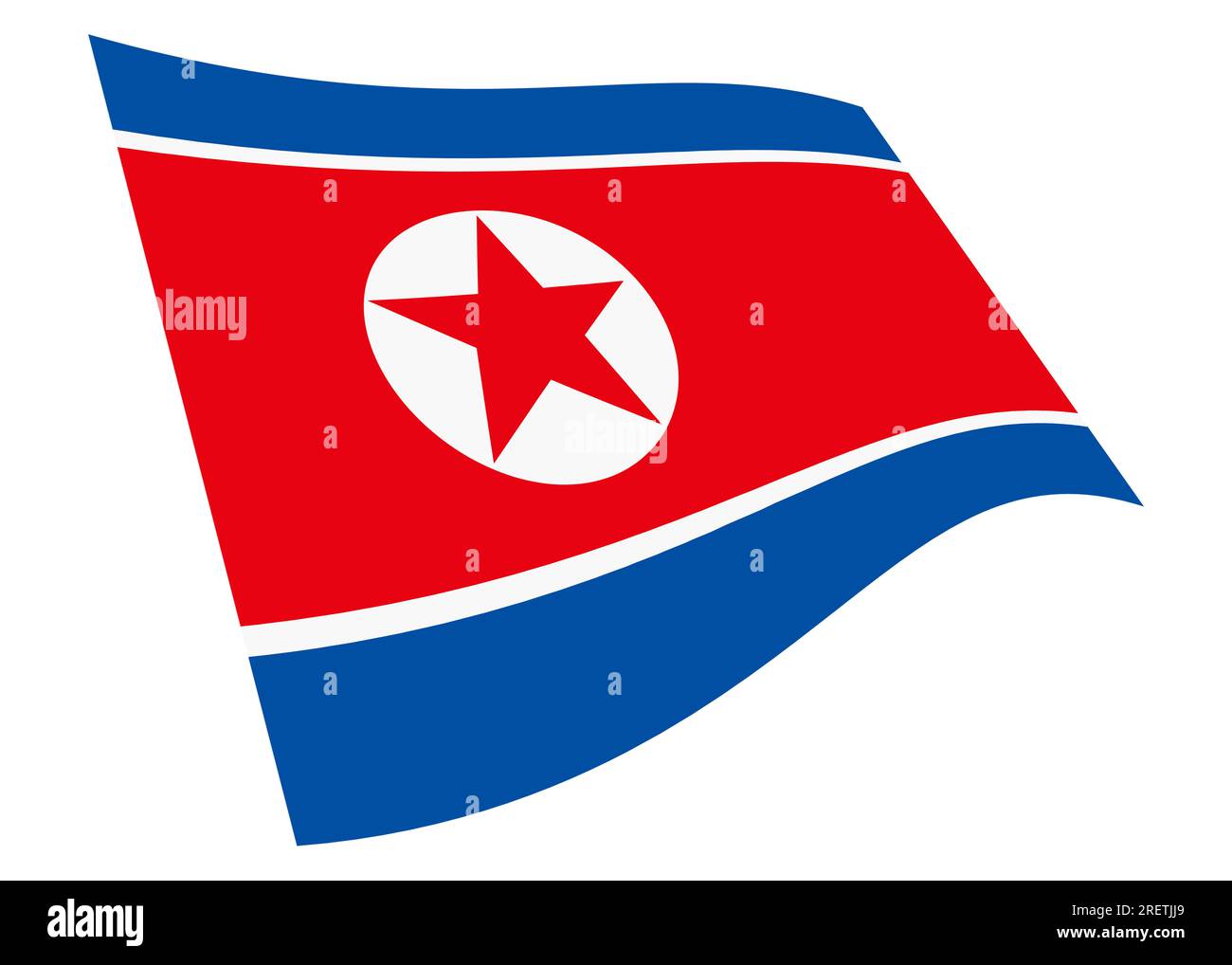 Graphique de drapeau ondulant de la Corée du Nord avec l'illustration 3d de chemin de détourage Banque D'Images