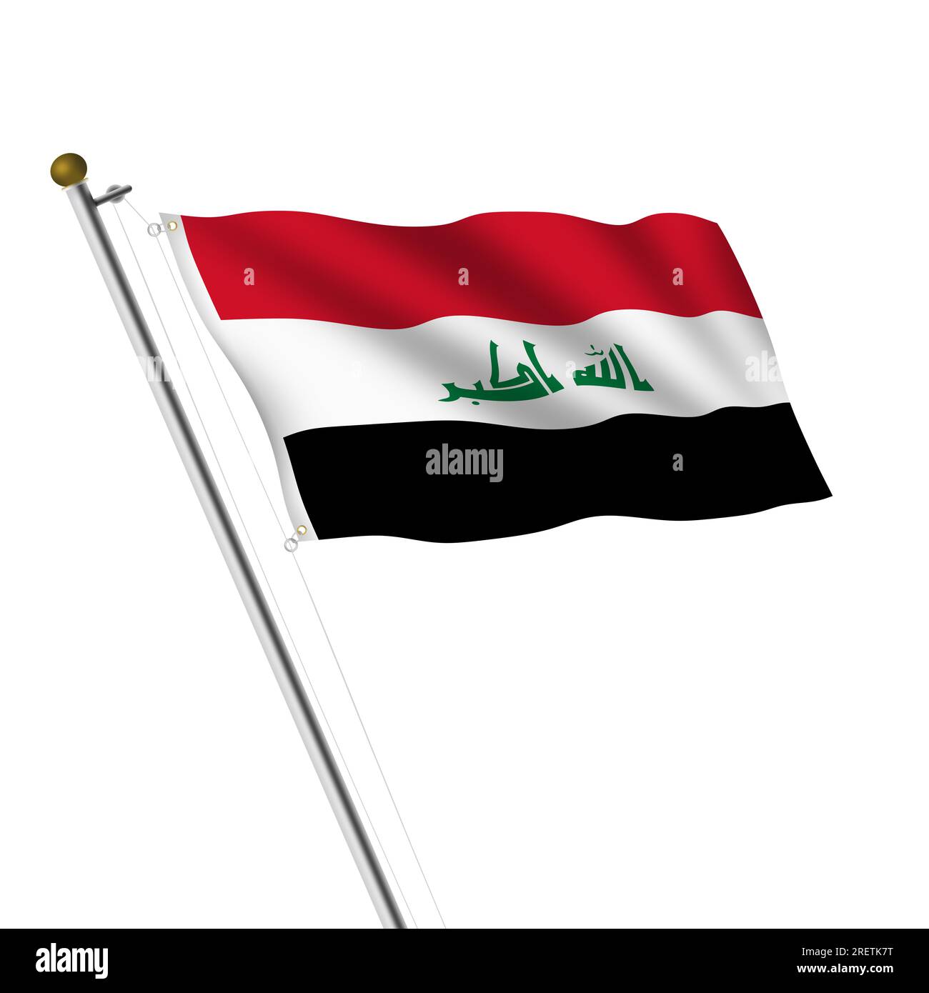 Irak Flagpole illustration 3d sur blanc avec chemin de détourage Banque D'Images
