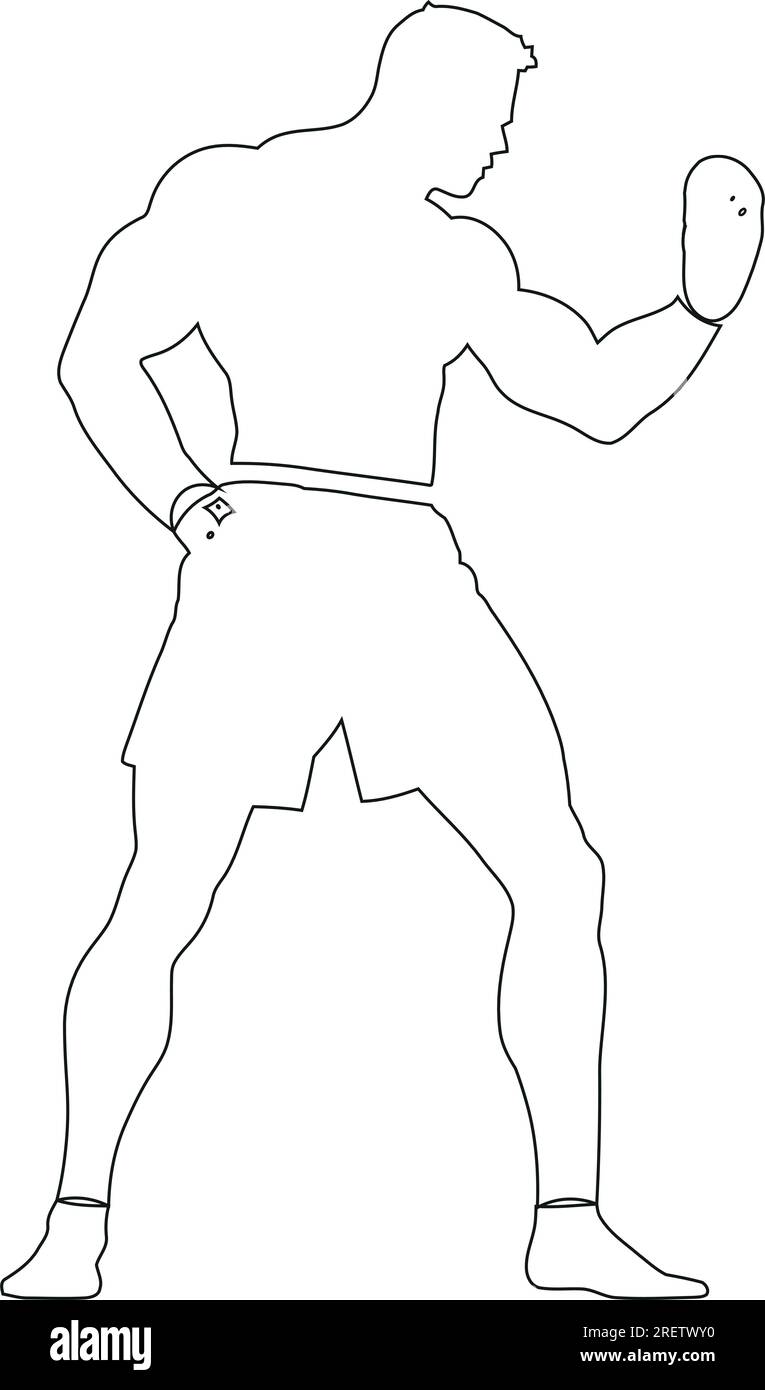 Croquis d'un boxeur en action, montrant sa force, sa vitesse et son habileté. Le dessin capture le mouvement et l'énergie du sport, Illustration de Vecteur