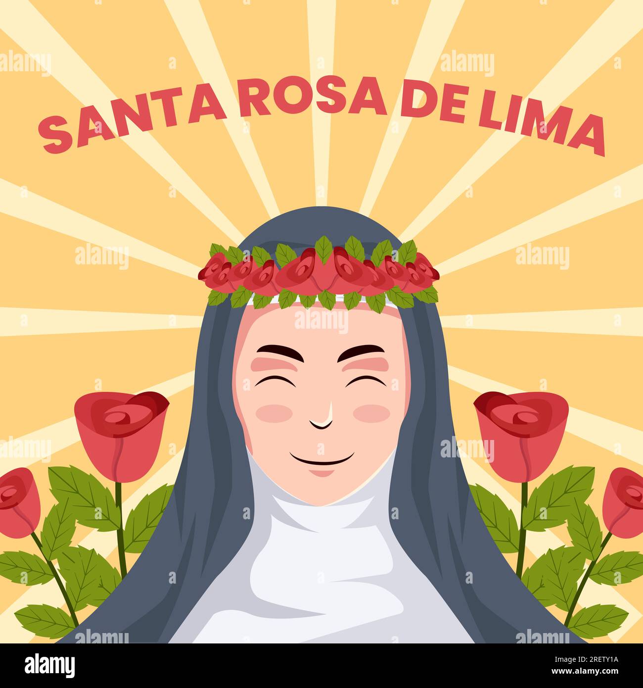 vector santa rosa de lima illustration avec des fleurs de roses Illustration de Vecteur